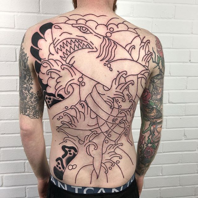 Great first session. Thanks for your strength @nicholas_van_lewis Cant wait to do more on this @blacklanterntattoo joshmarkstattoo@gmail.com