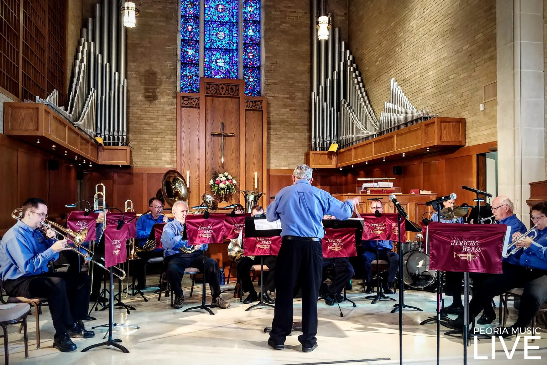 Peoria Music Live covers all genres which means there is nobody in the area whose life we can’t make better by sharing live music. Jericho Brass visiting First Federated Church, Peoria