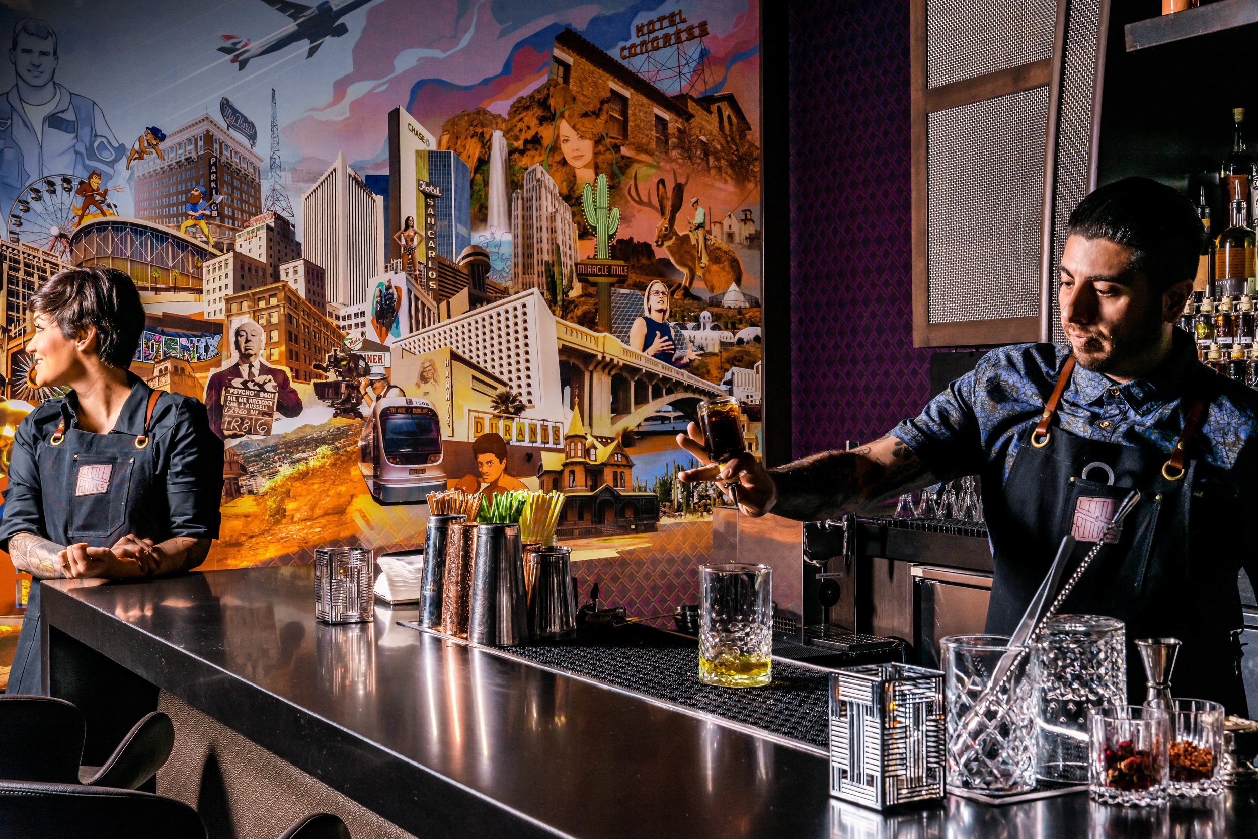 bar and mural