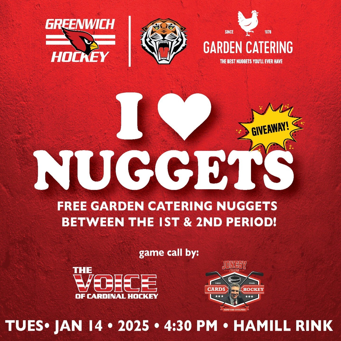 @cardspuck @ghscardcrazies #hockeyfanslovefreestuff @gardencatering #gobigred #welovenuggets
