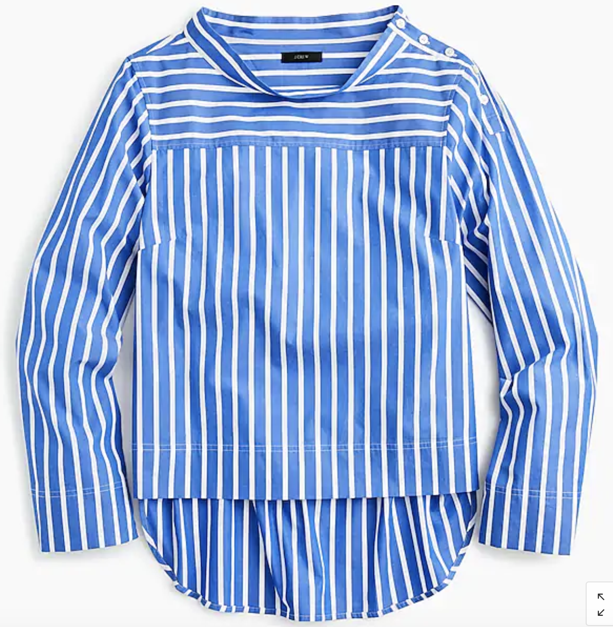 these tops will hopefully be a staple that they release in different colors for years to come! I own two of them, and this high contrast stripe design is next on my list. again, with the gracious body, but this one has the added bum coverage to boot (praise all that is good… I can break out my slightly undersized work pants again and rock them with this top, without the fear of too much being revealed!