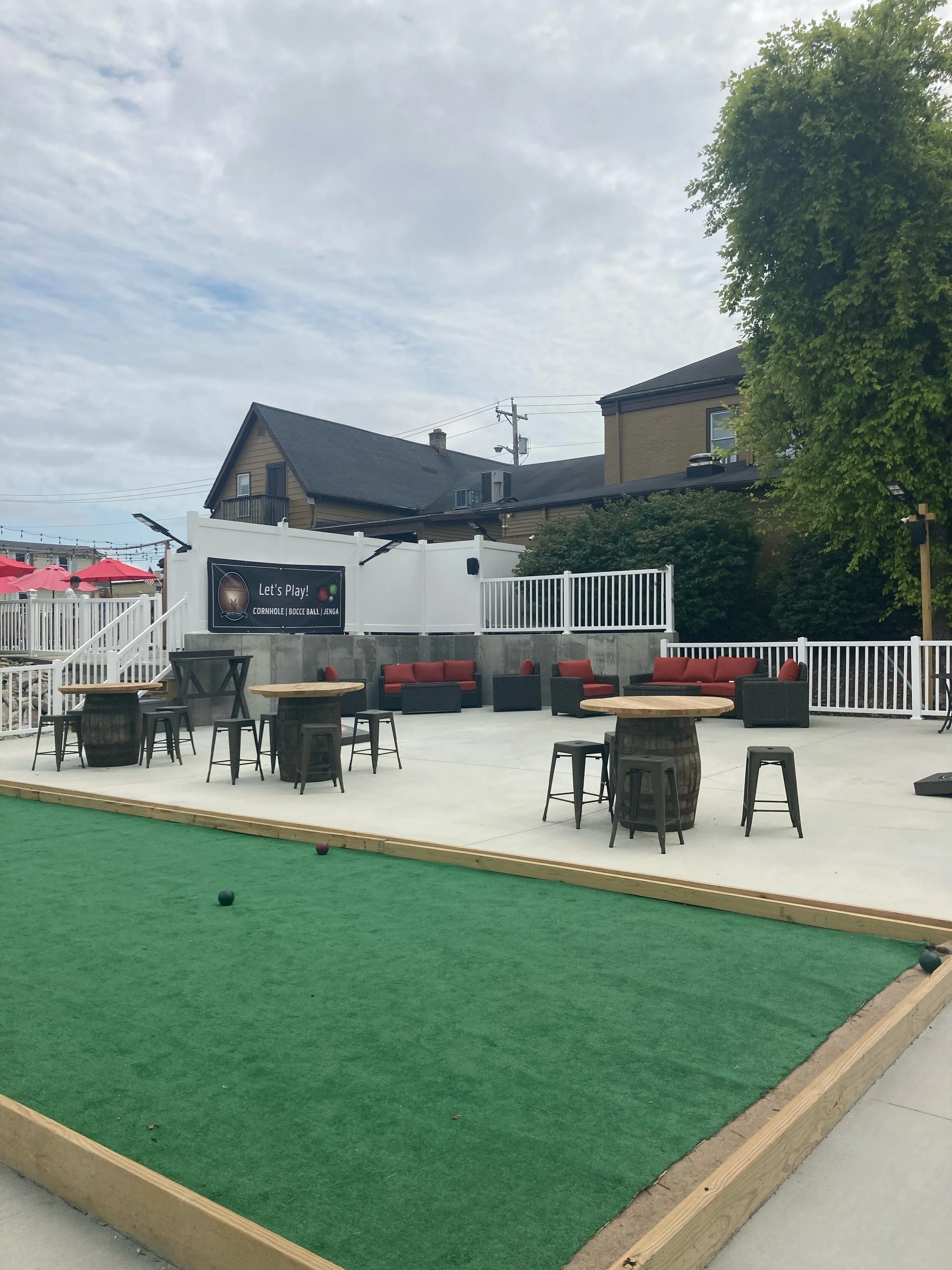 Outdoor Game Area : Cornhole, Bocce Ball, Giant Jenga and Gigantic Connect  4 in Batesville — Lil' Charlie's Restaurant and Brewery | Batesville,  Indiana