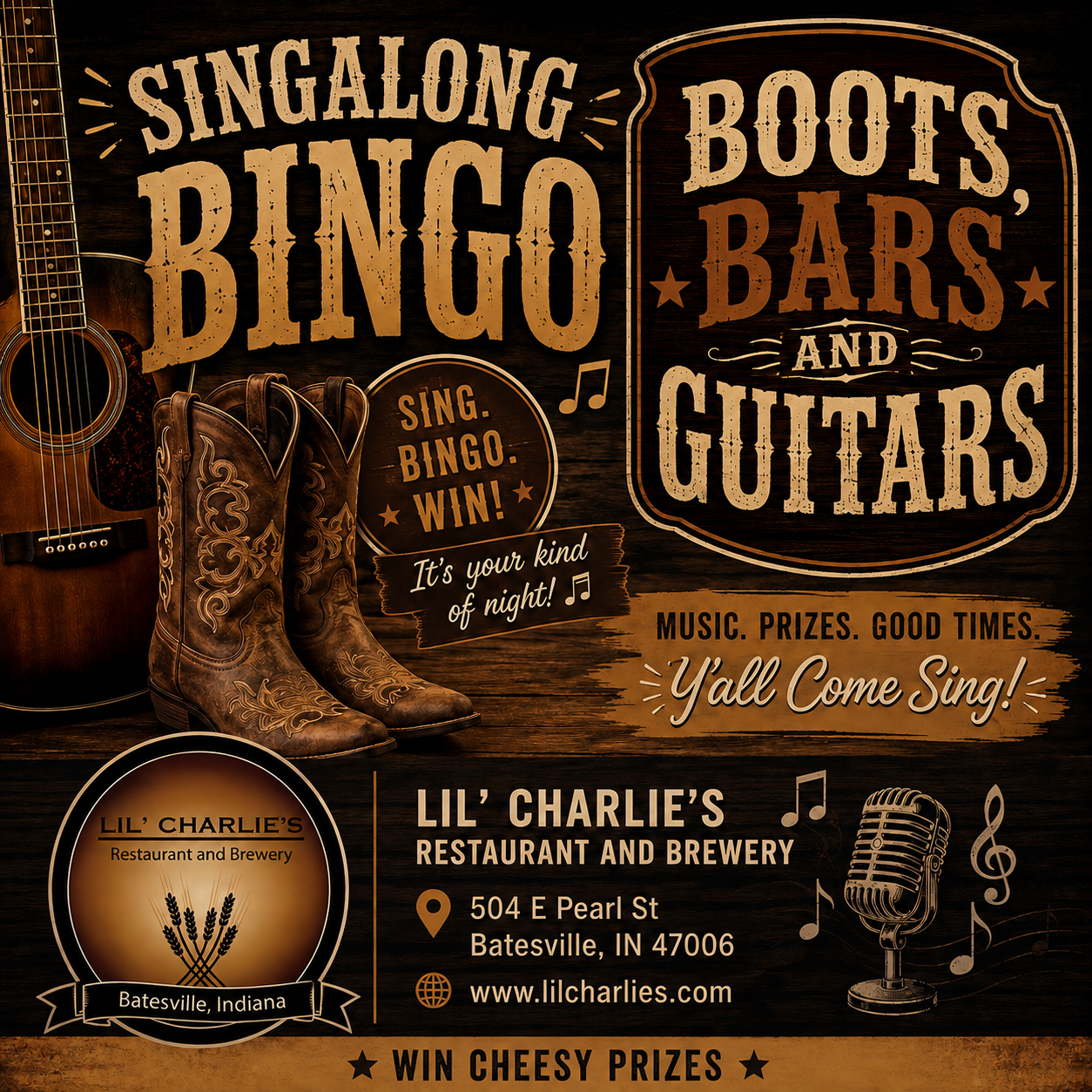 Sing-Along Bingo: Boots, Bars and Guitars Theme