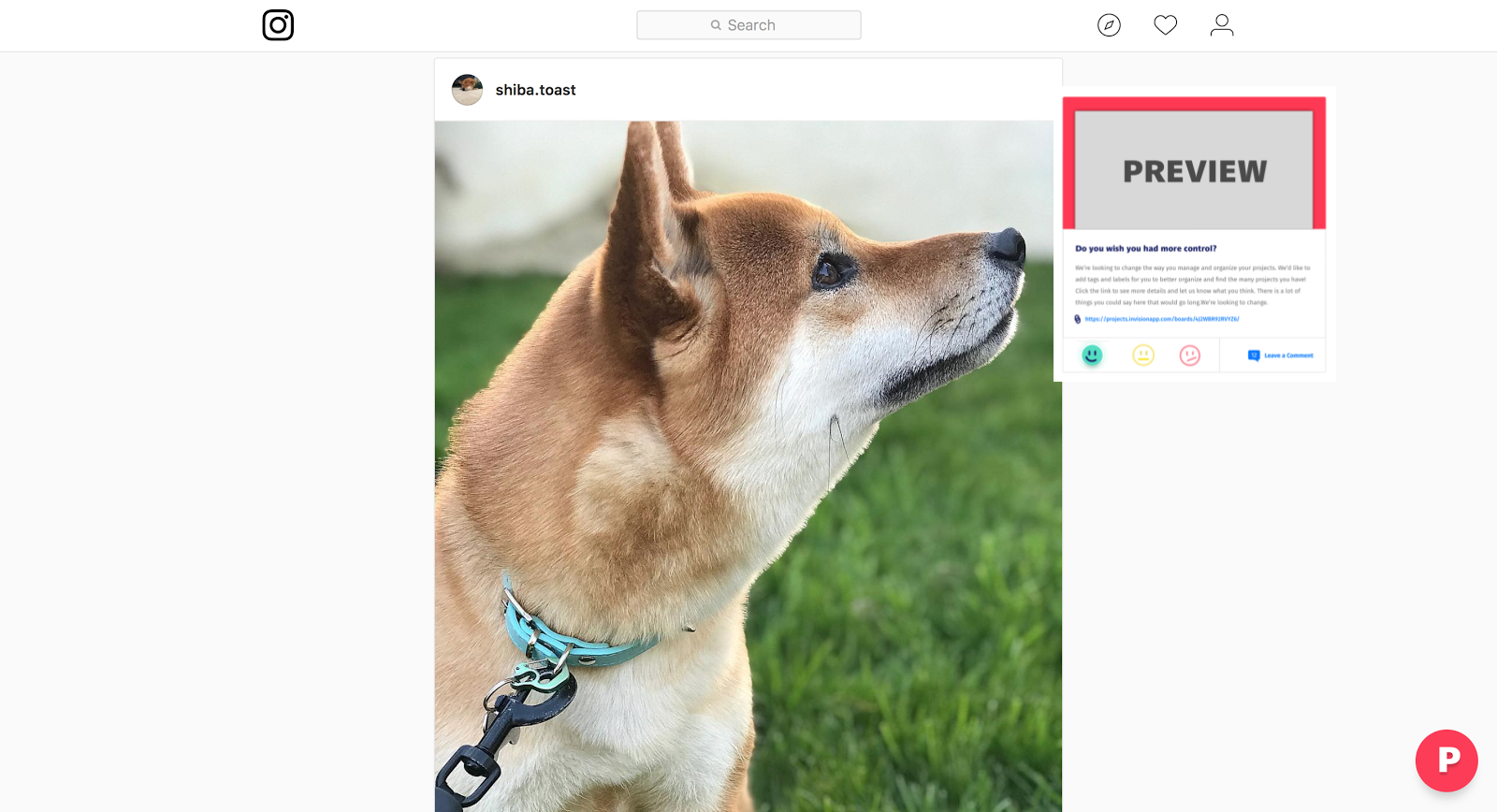 Existing site with Modal Preview
