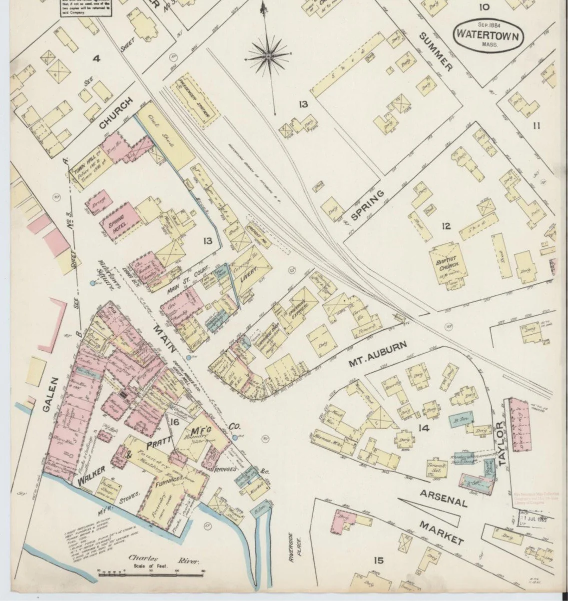 1884 - Map of Watertown Square