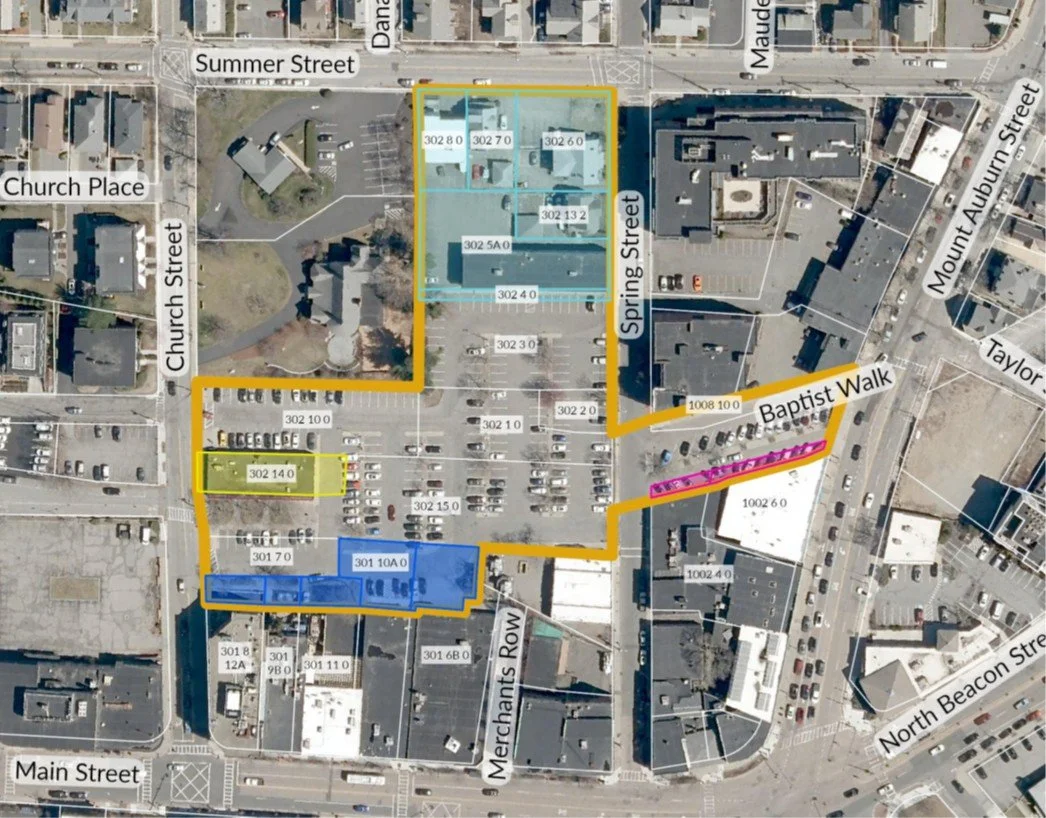 Aerial video of the demonstration project area with callouts for each of the parcels in the area.
