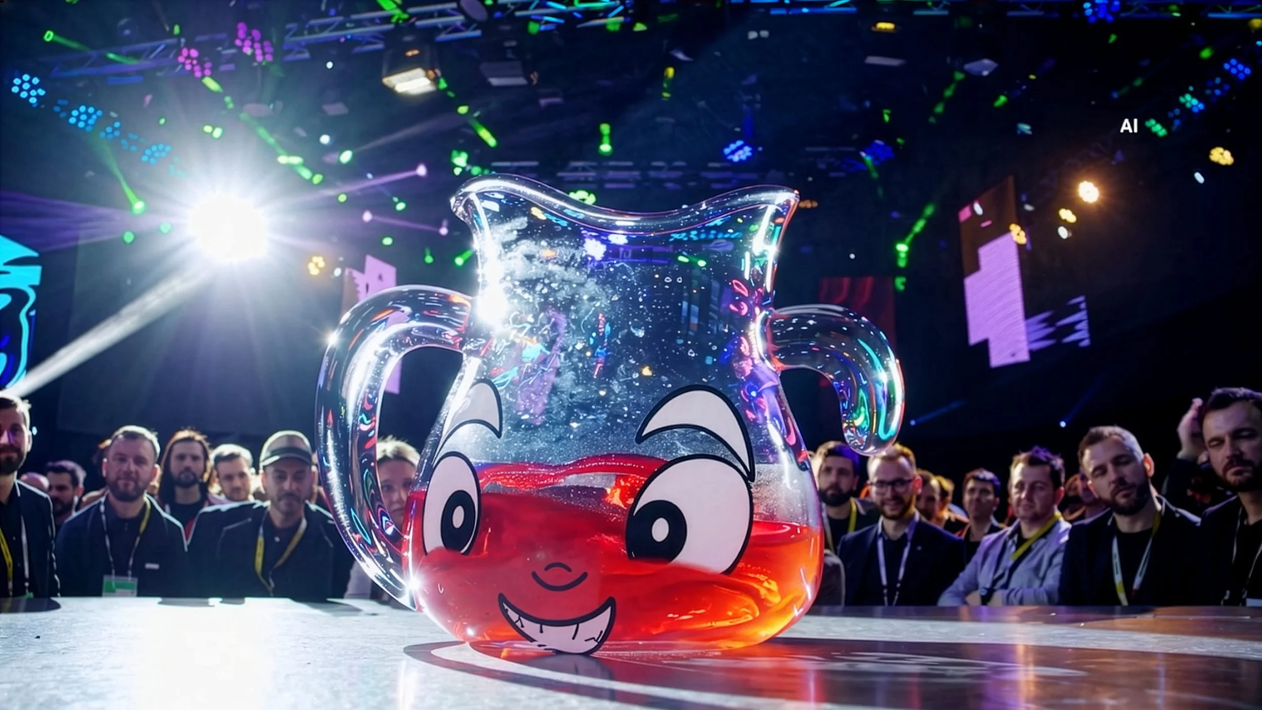 An AI still of a Kool-Aid vase from the documentary Ghost in the Machine