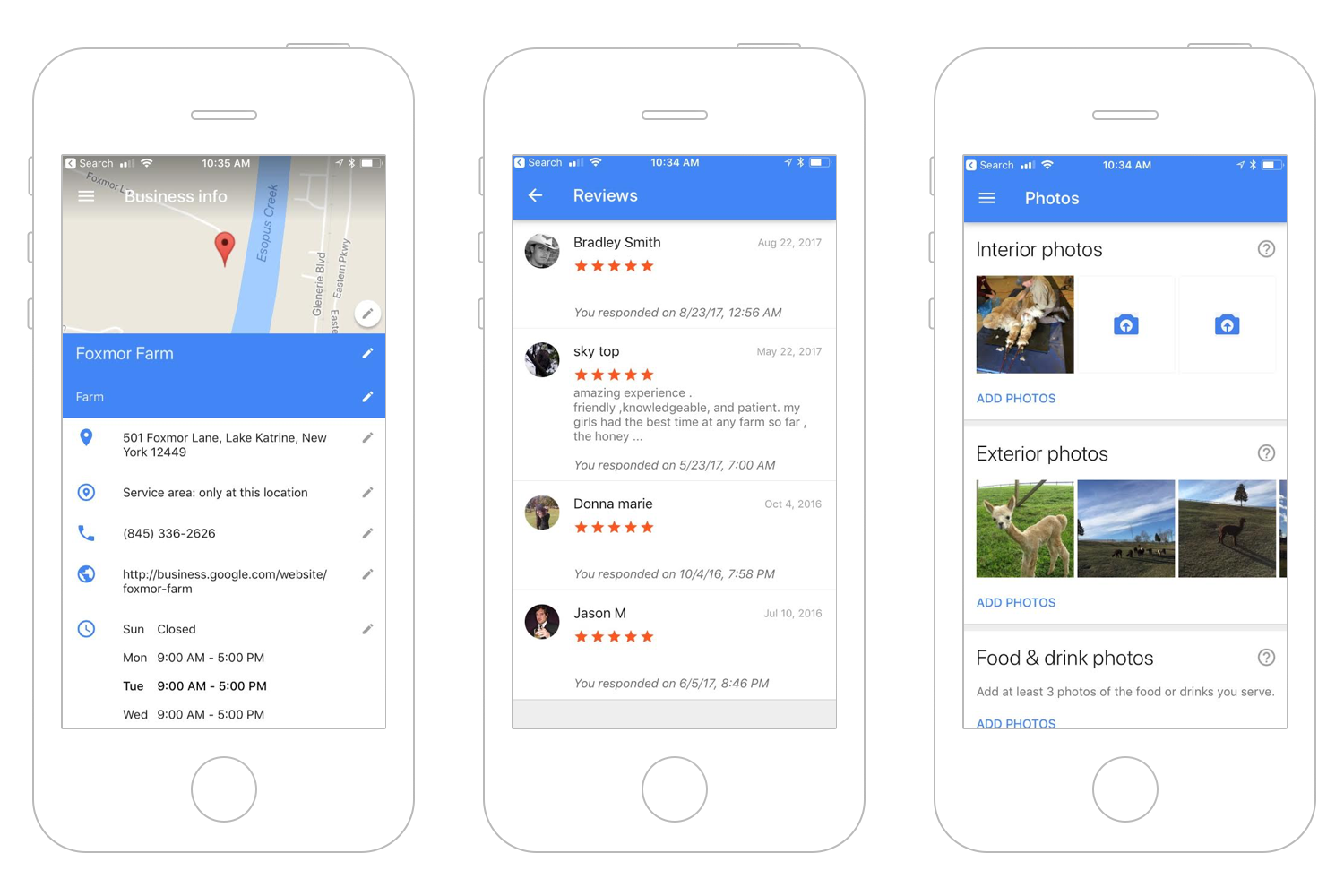 Manage business info, reviews and photos.