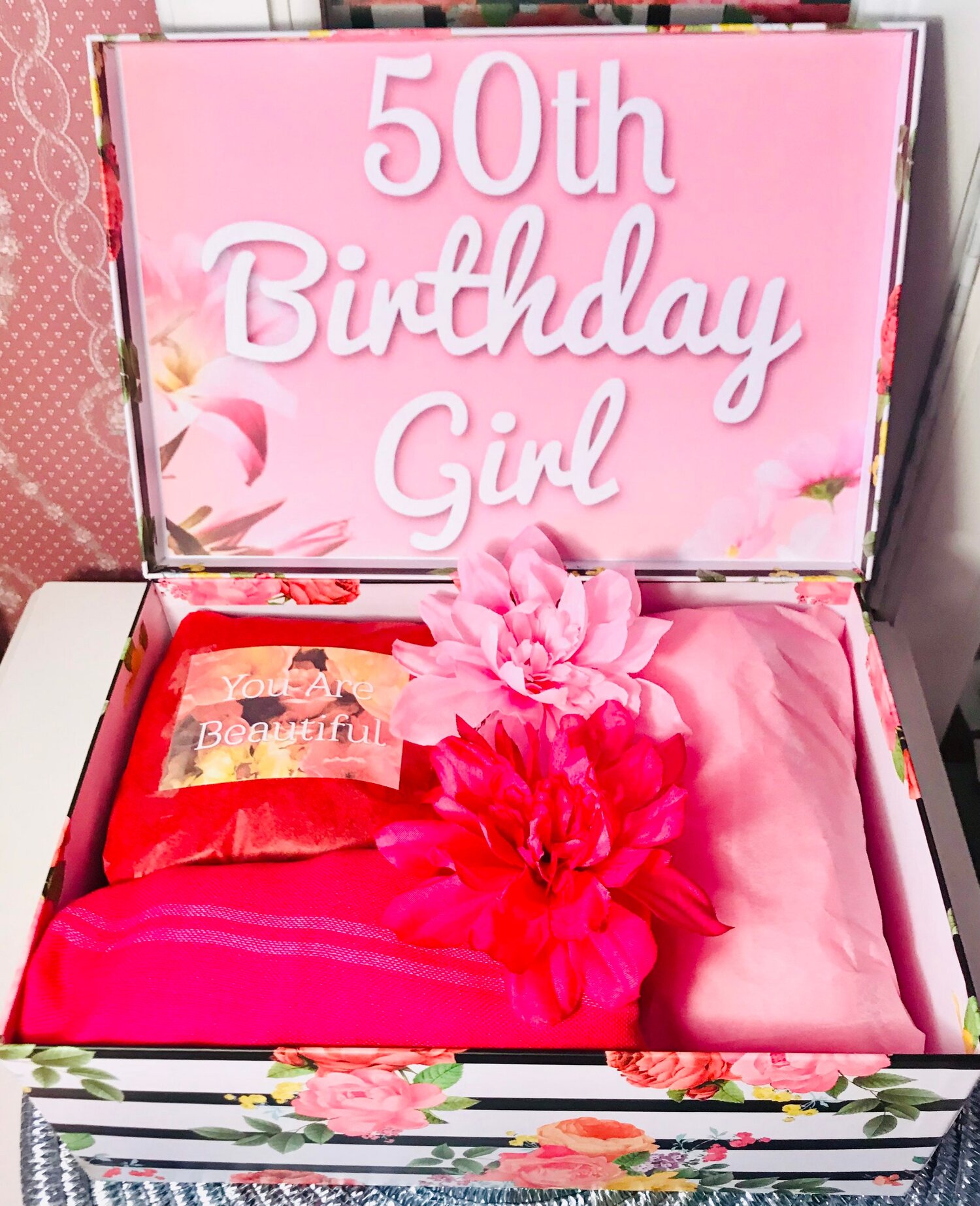 50th Birthday Gifts For Women, 50 Year Old Birthday Gifts For Women, Happy  50th Birthday Basket Gifts Box for Best Friends Female Mom Wife Daughter