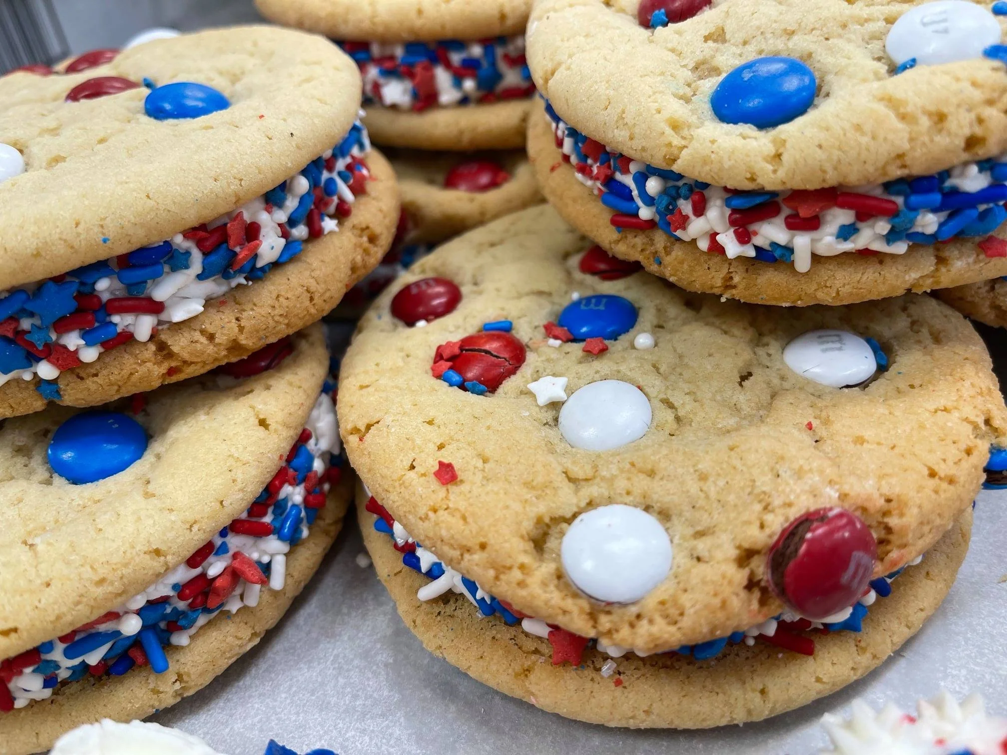 M&M Cookie Sandwiches