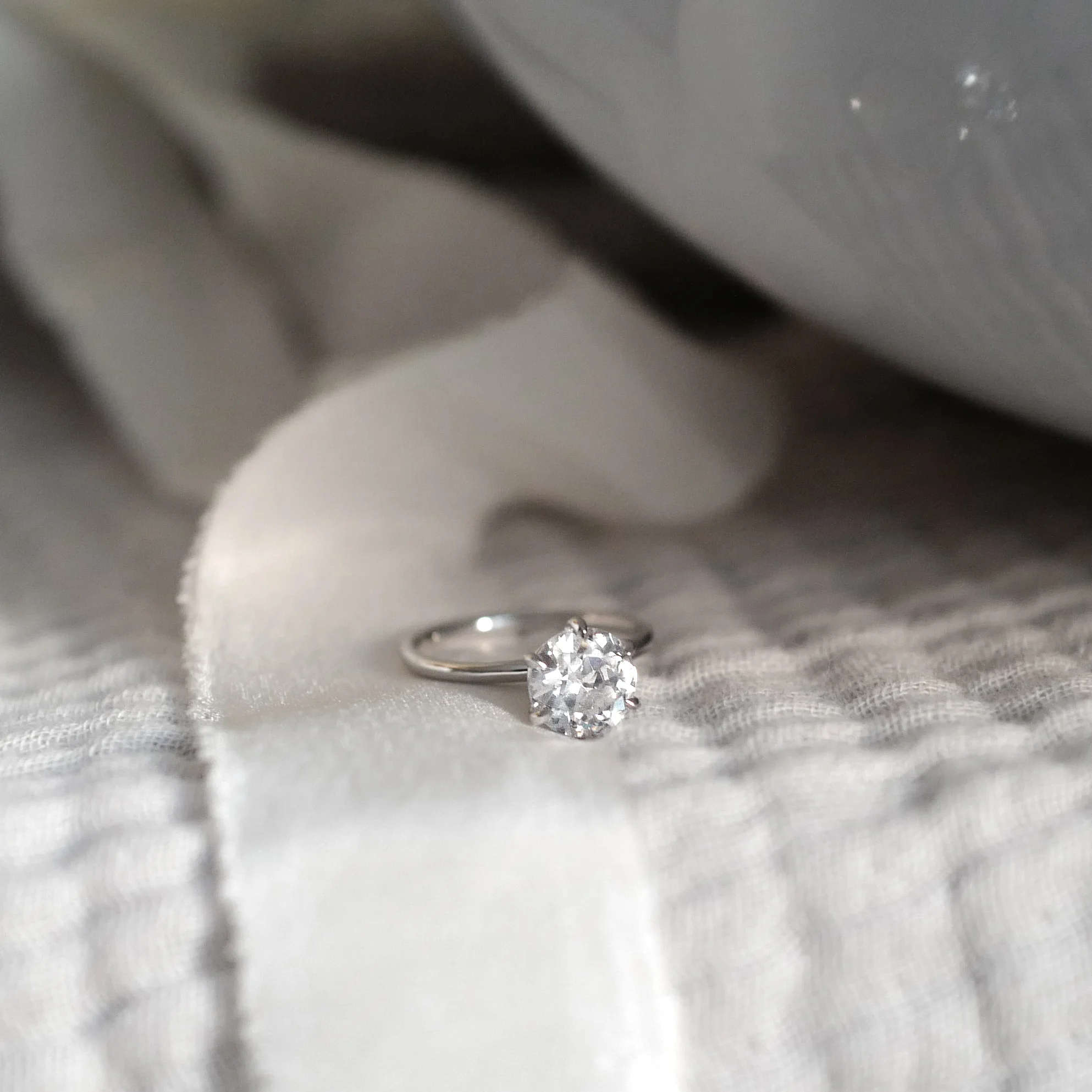 Six Prong Old European Cut Engagement Ring