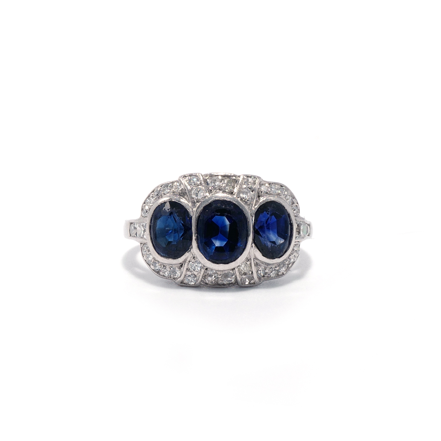 Art Deco Sapphire and Diamond Engagement Ring