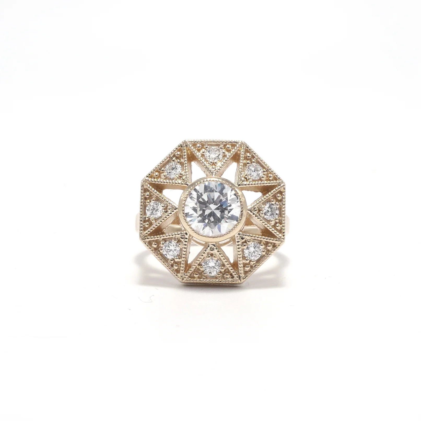 Art Deco Bezel Setting Diamond Engagement Ring