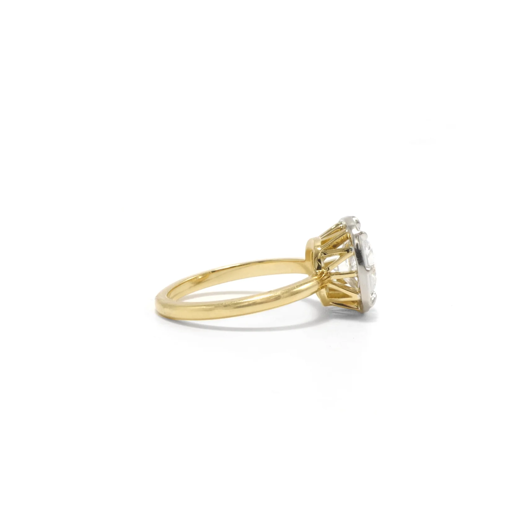 Georgian Collet Cushion Cut Diamond Engagement Ring