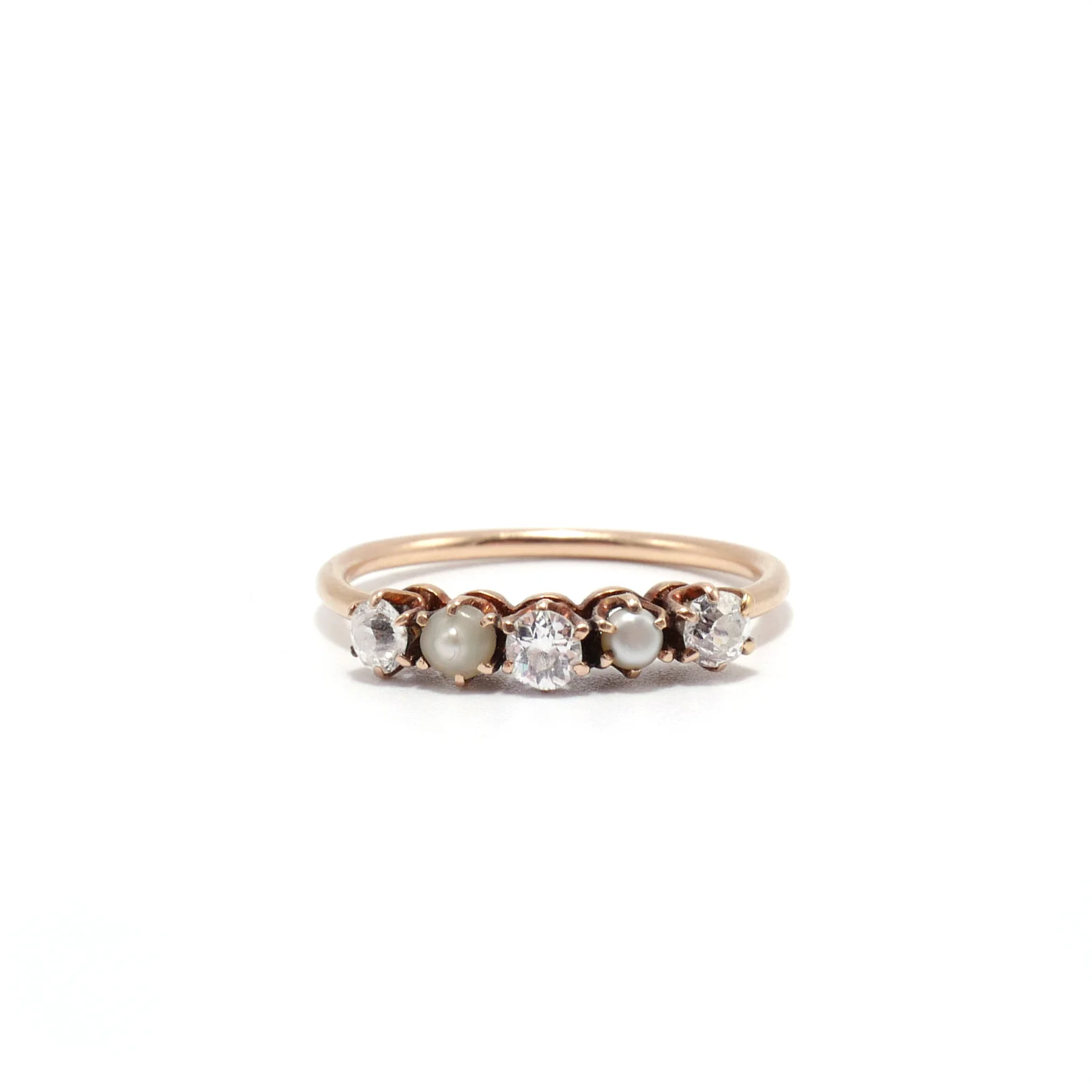 Victorian era diamond and pearl ring