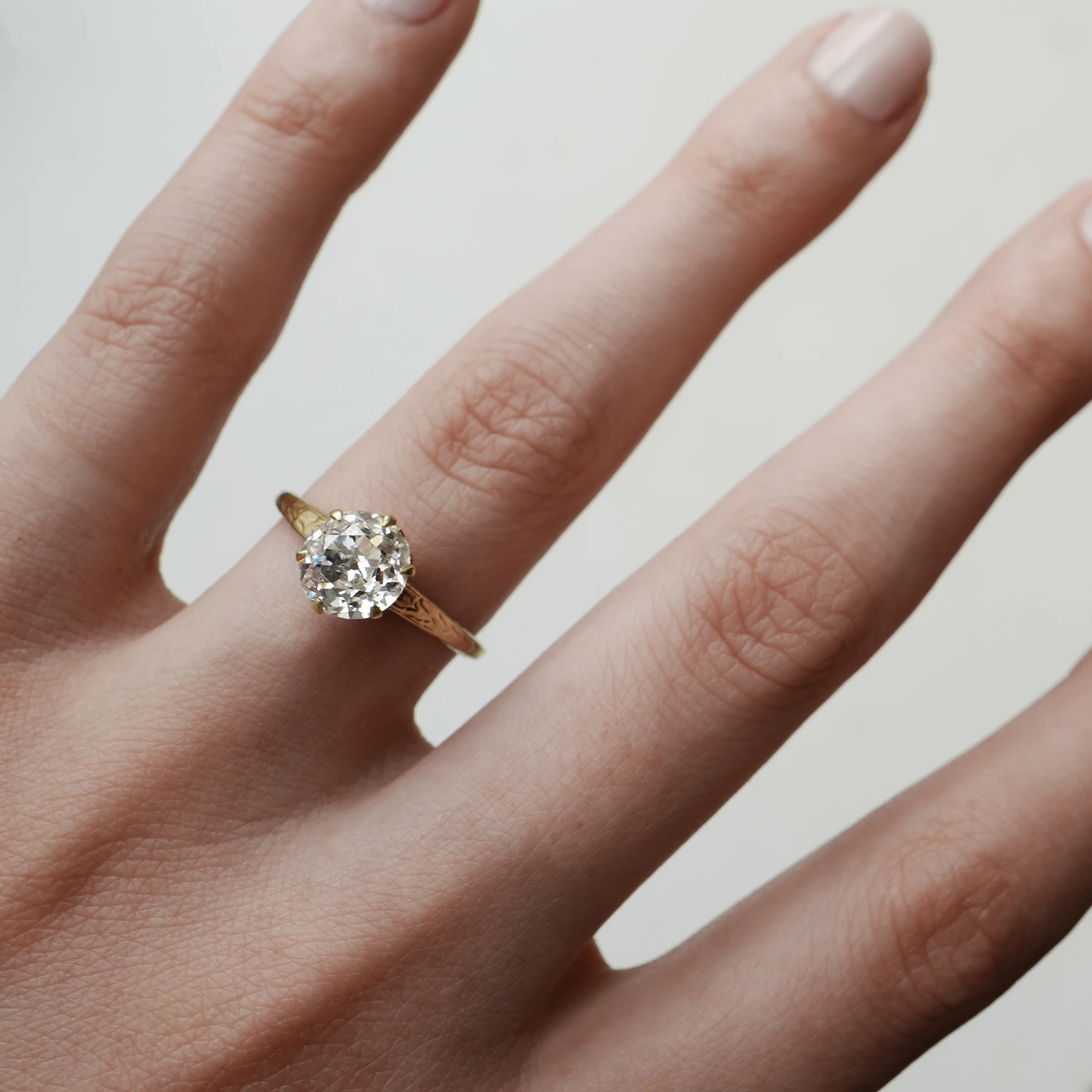 Art Deco era old european cut engagement ring