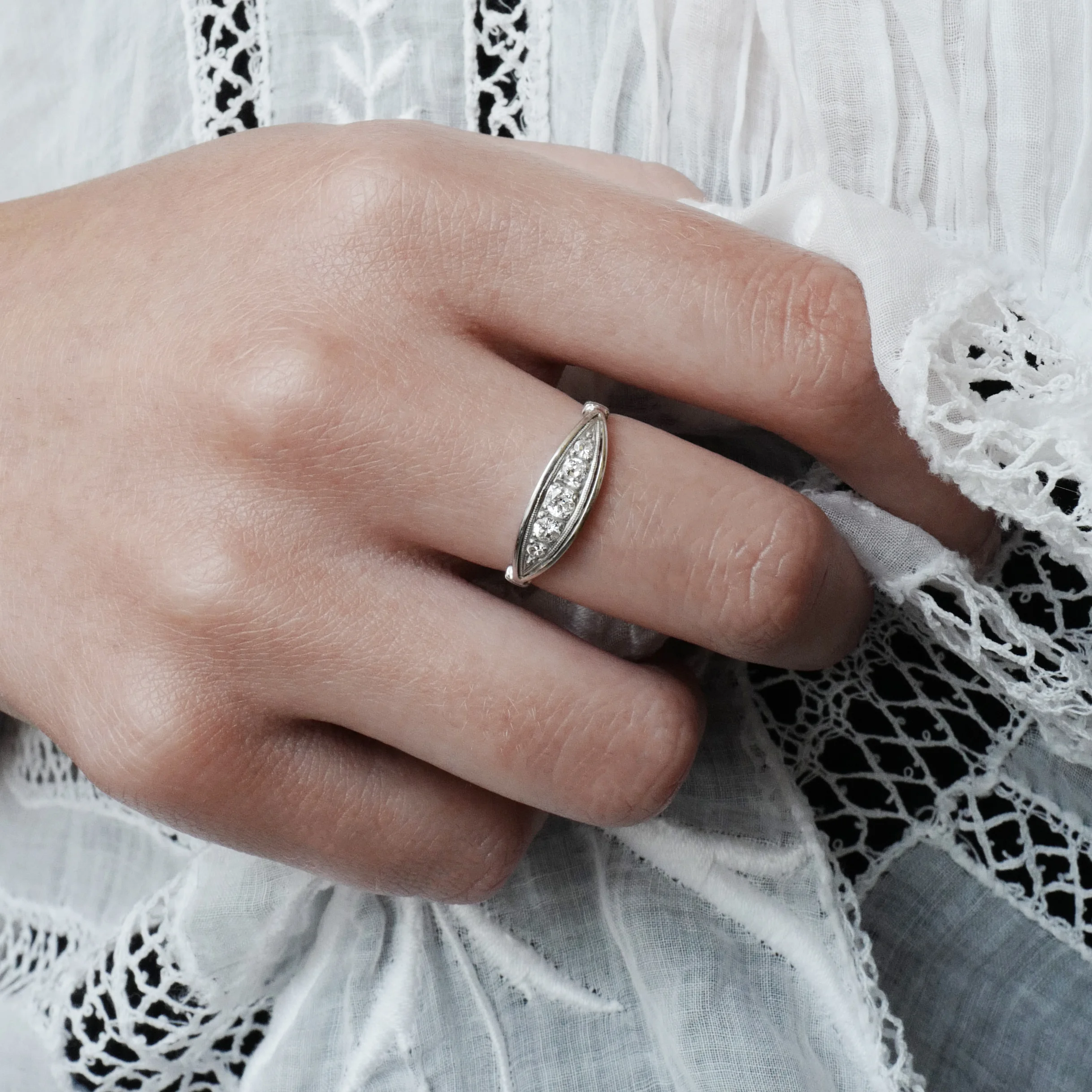 Art Deco Half Diamond Band
