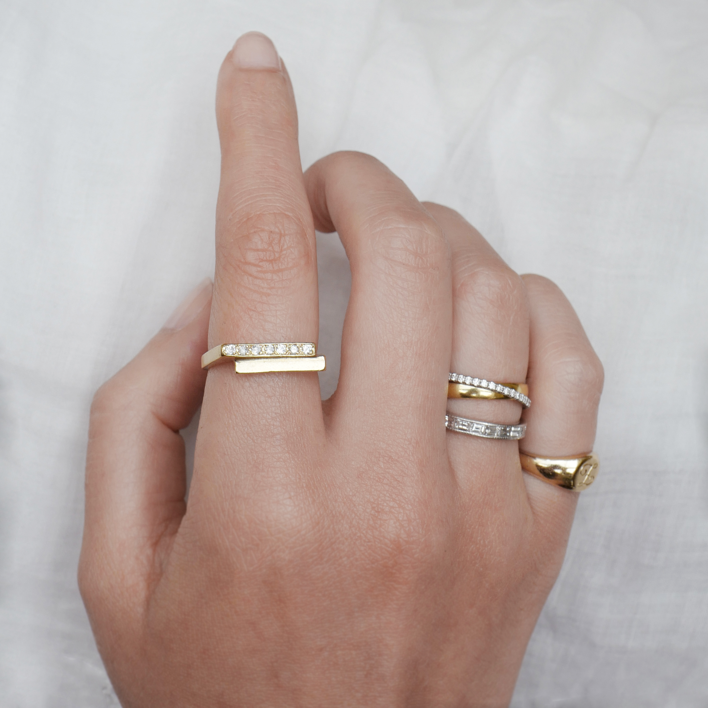 Pave Diamond Bypass Ring