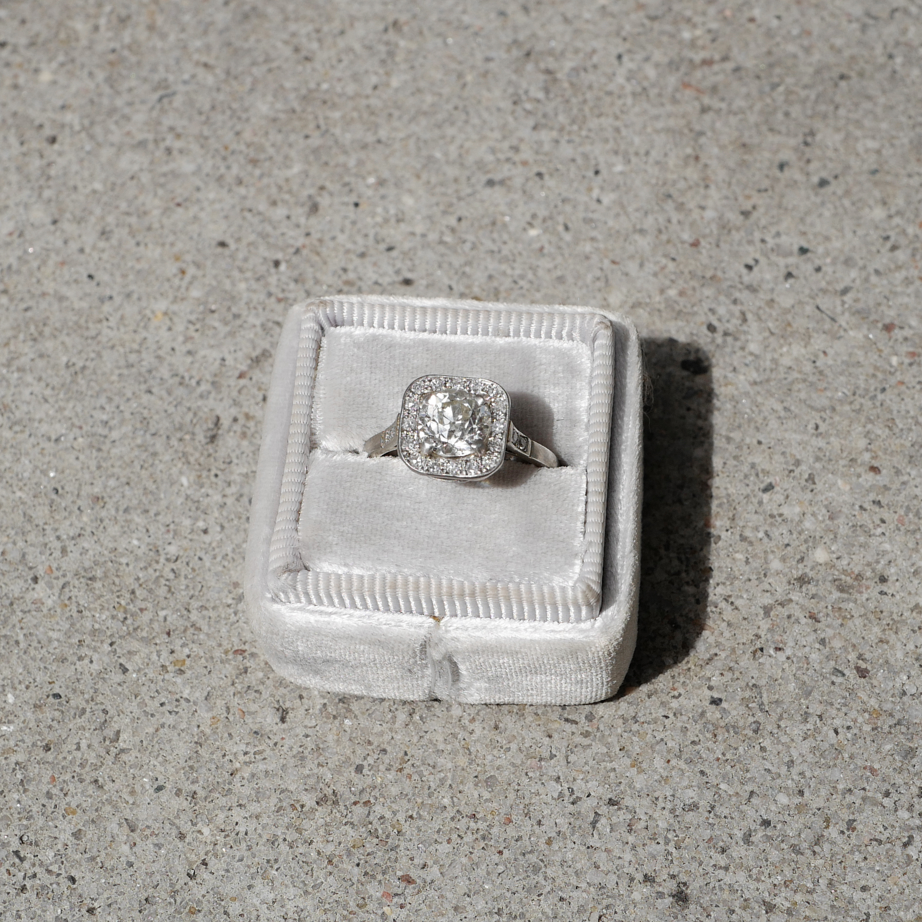 Art Deco European Cut Engagement Ring
