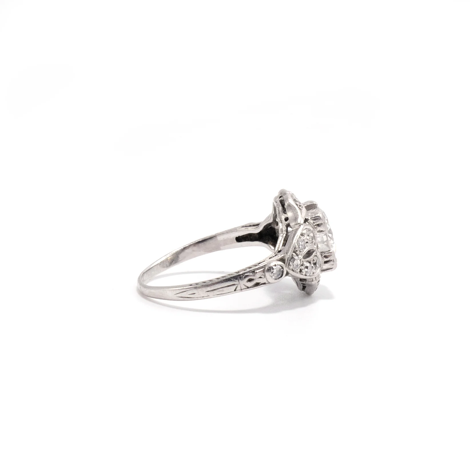 Art Deco Transitional Cut Diamond Engagement Ring