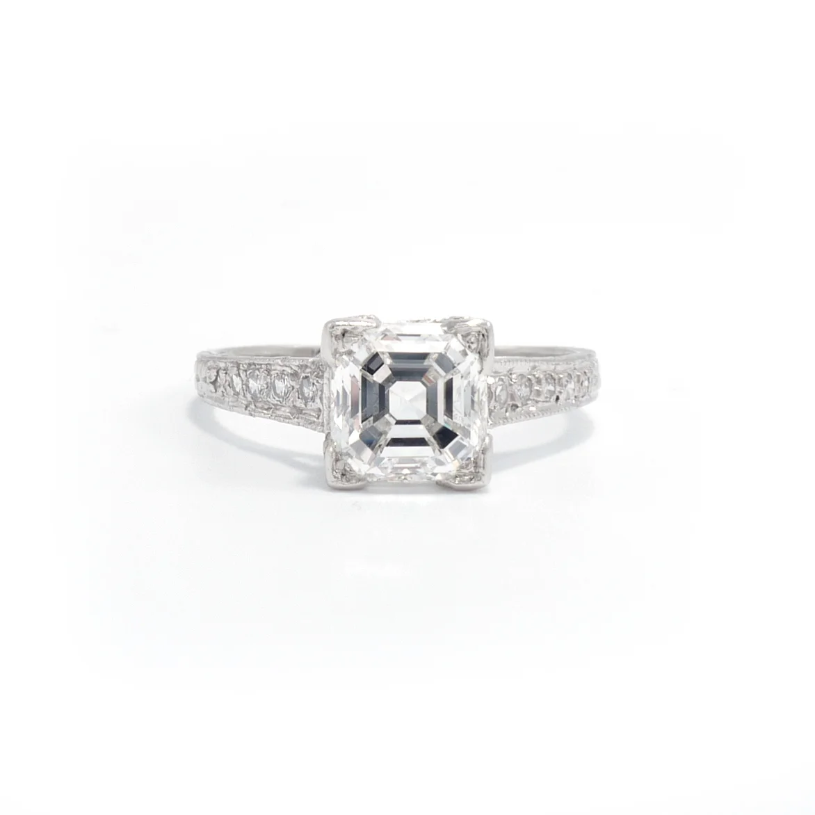 Art Deco Asscher cut engagement ring
