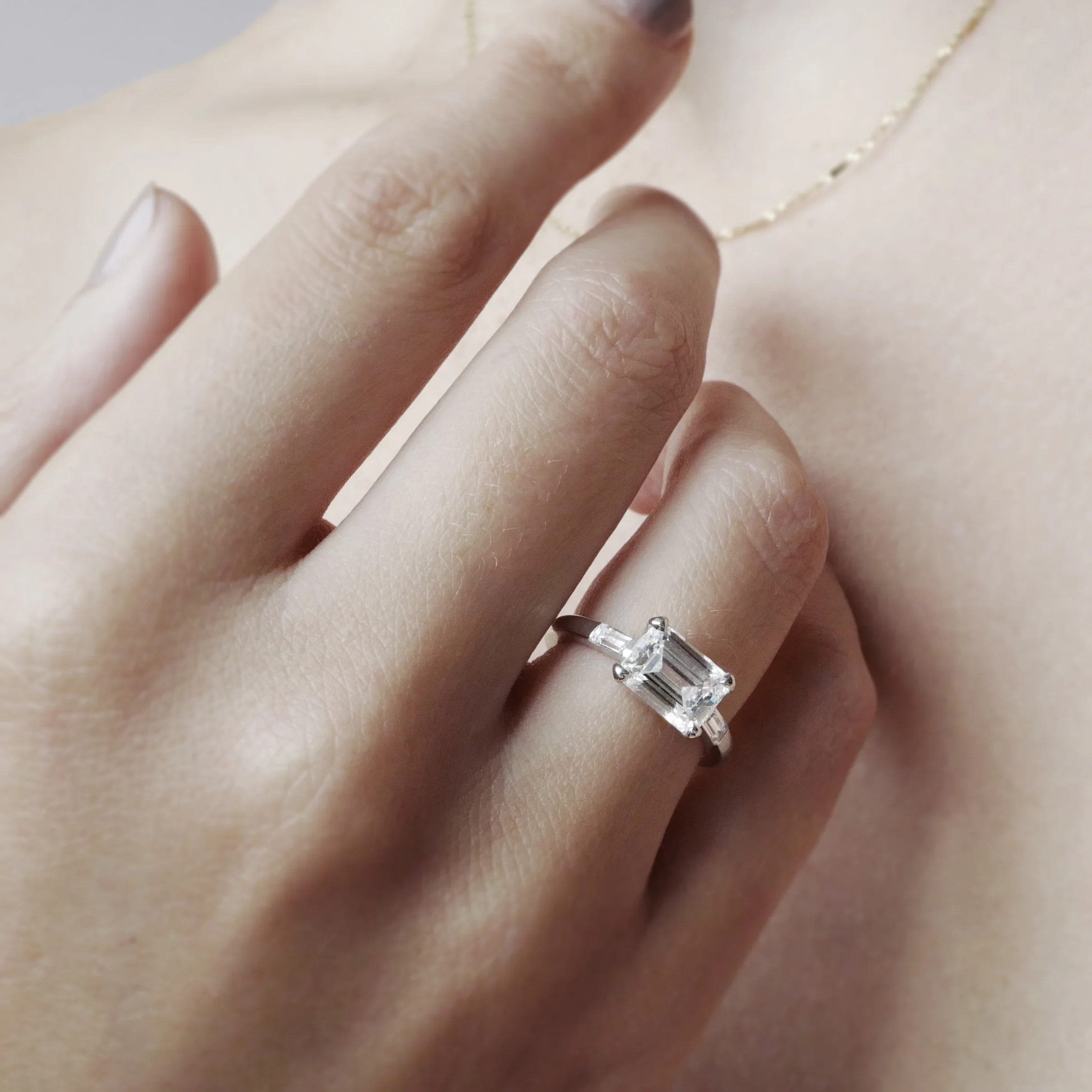 emerald cut diamond engagement ring