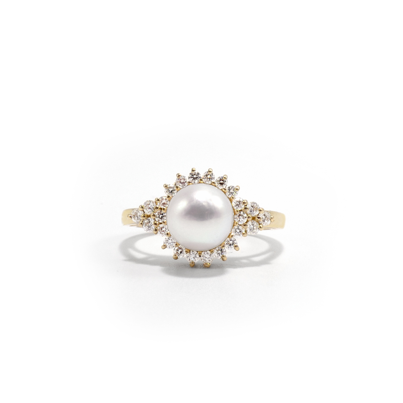 Diamond and Pearl Engagement Ring