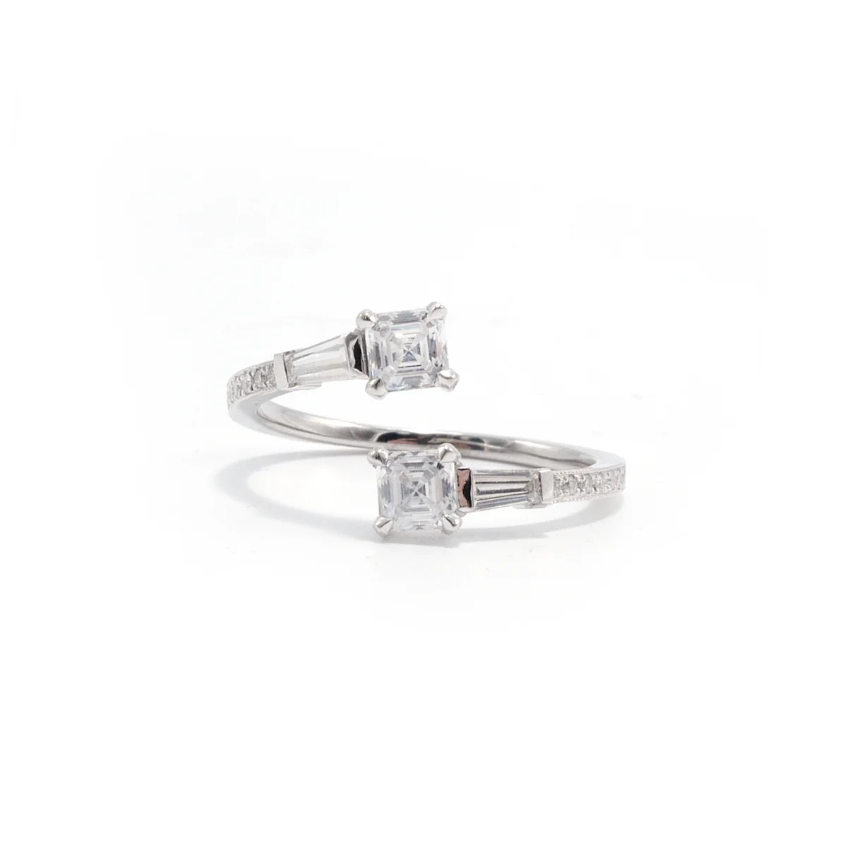 Toi et Moi Asscher Cut Diamond Engagement Ring