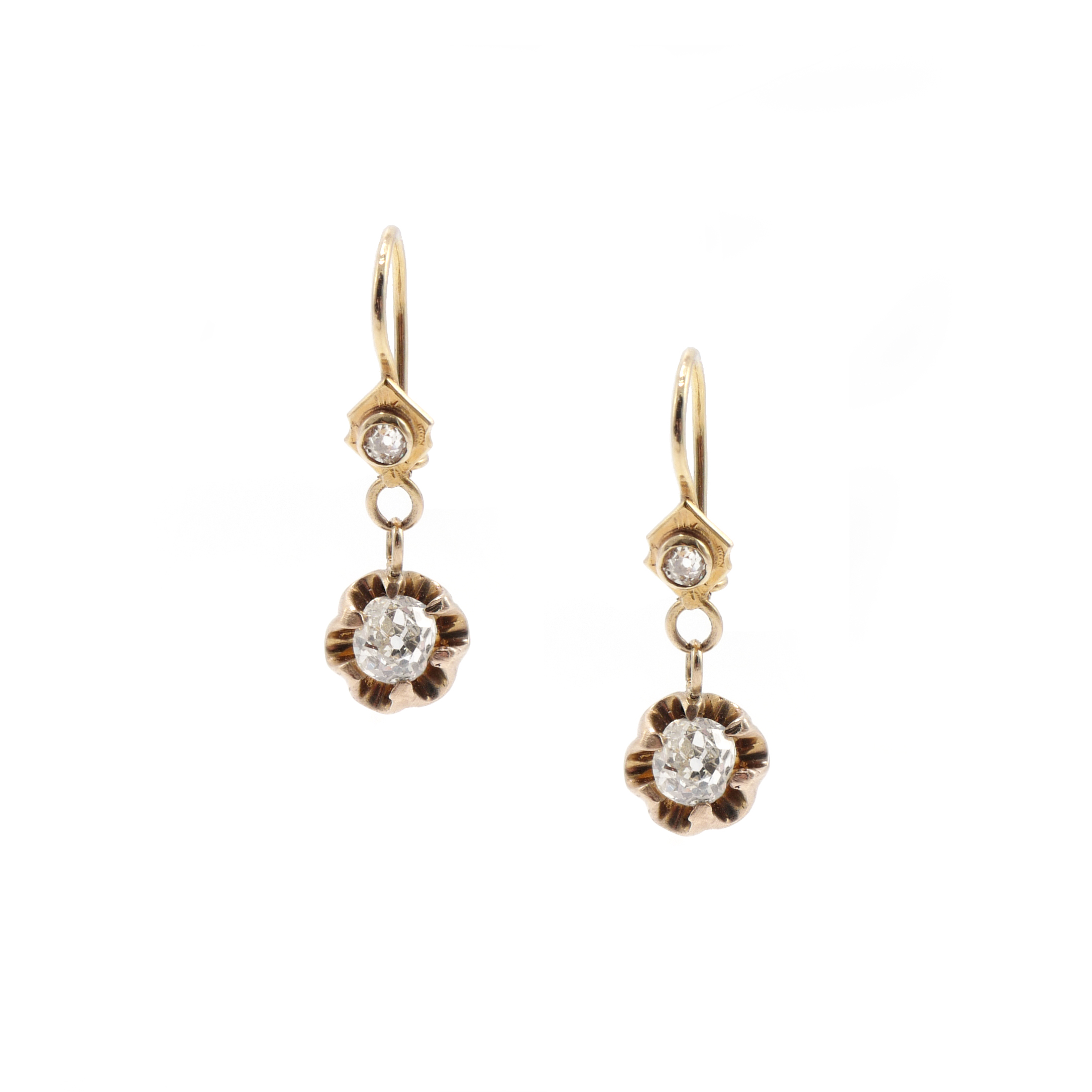 old mine cut victorian diamond earrings