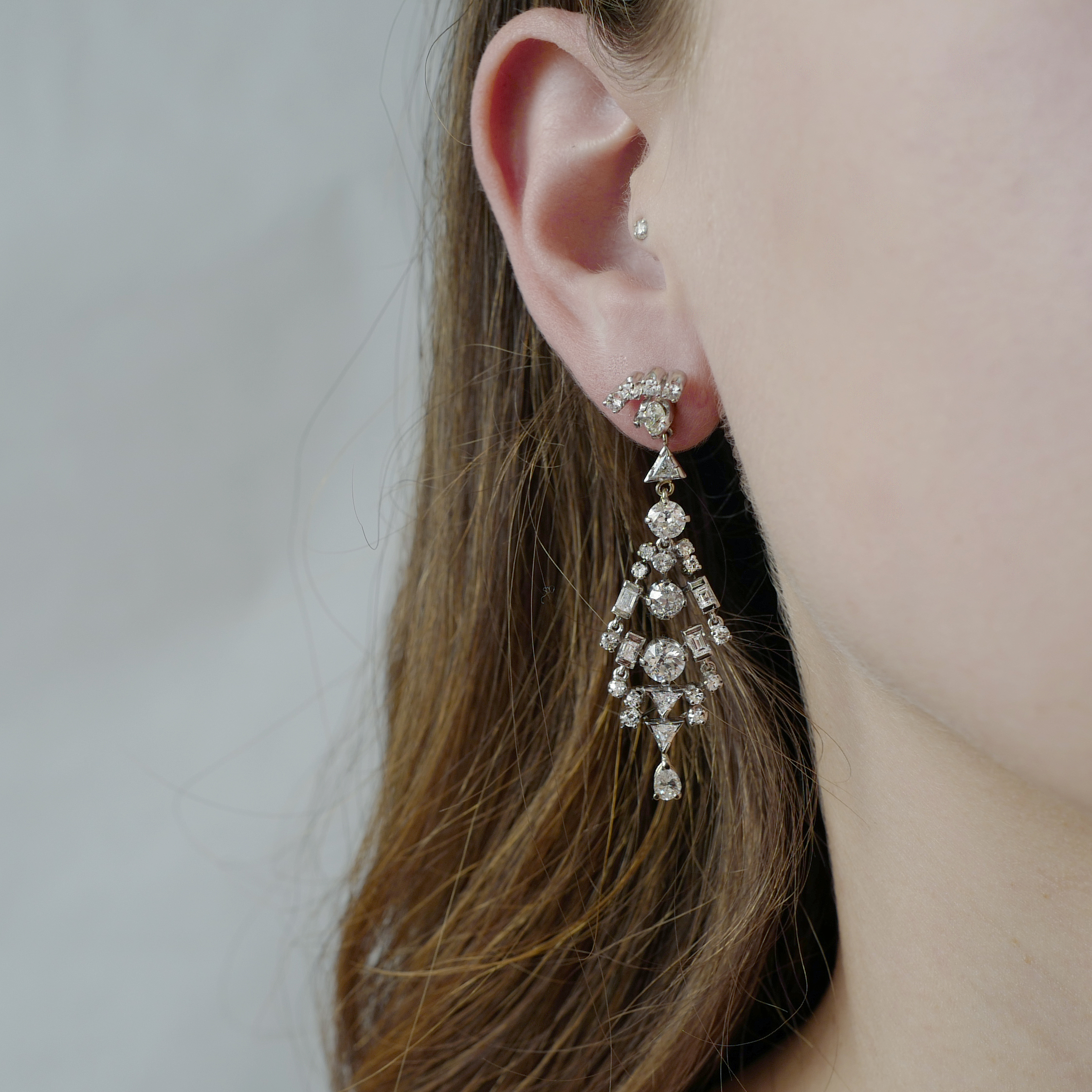 Art Deco Gatsby Diamond Earrings