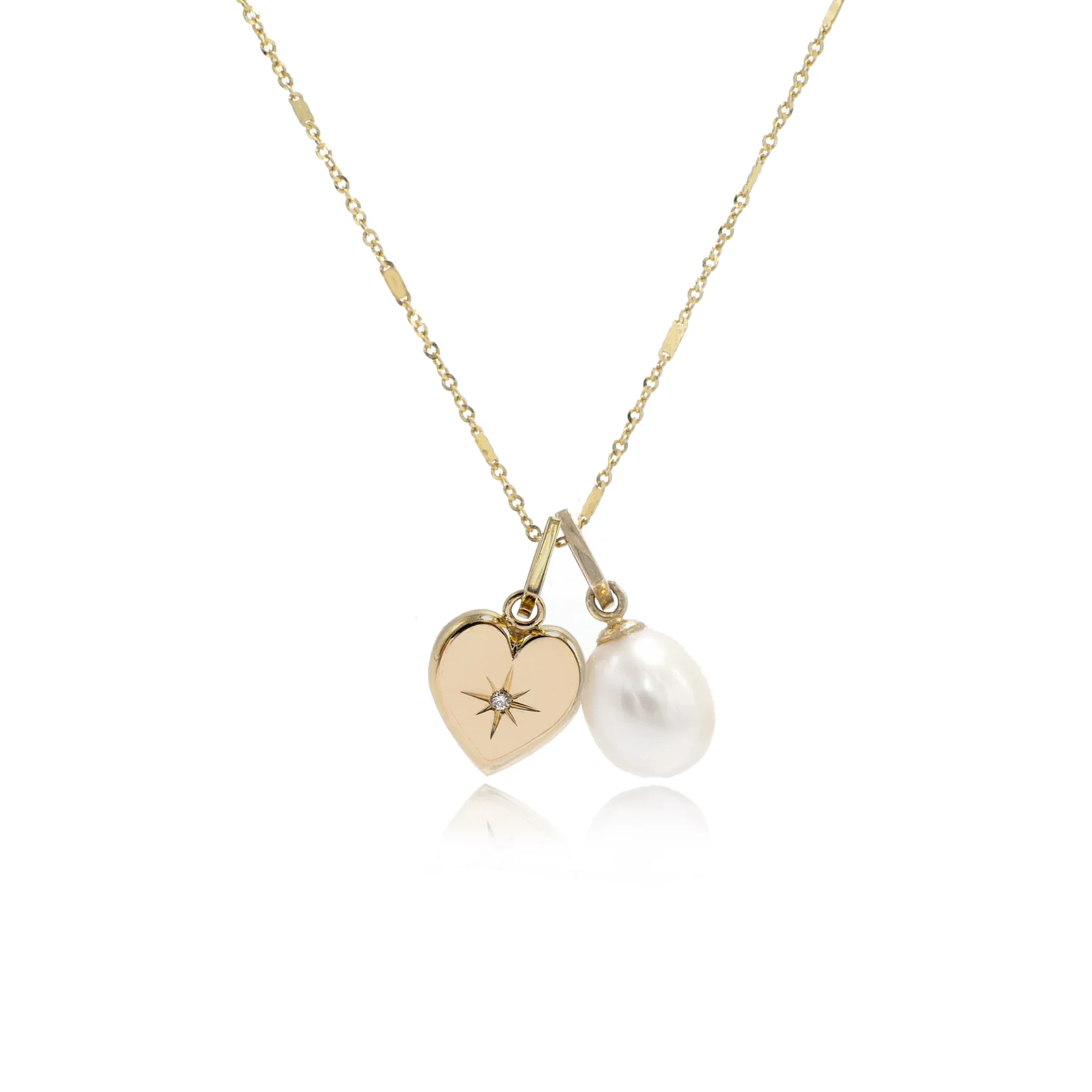 Sold Gold Heart with Diamond Star Pendant