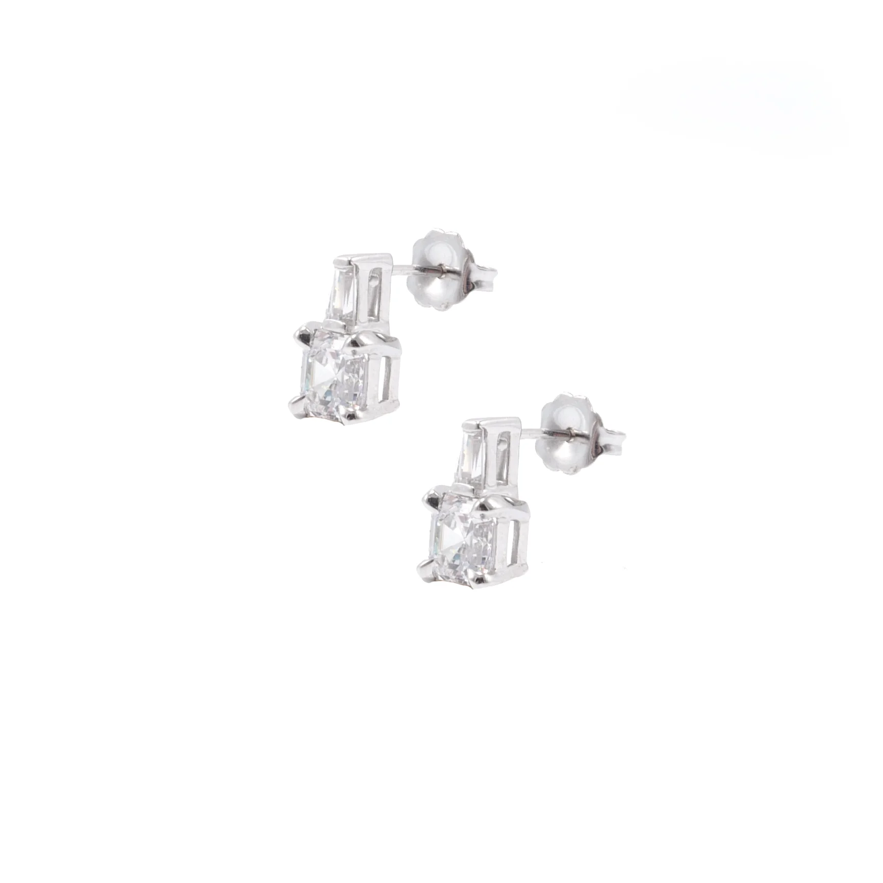 Asscher cut diamond stud earrings