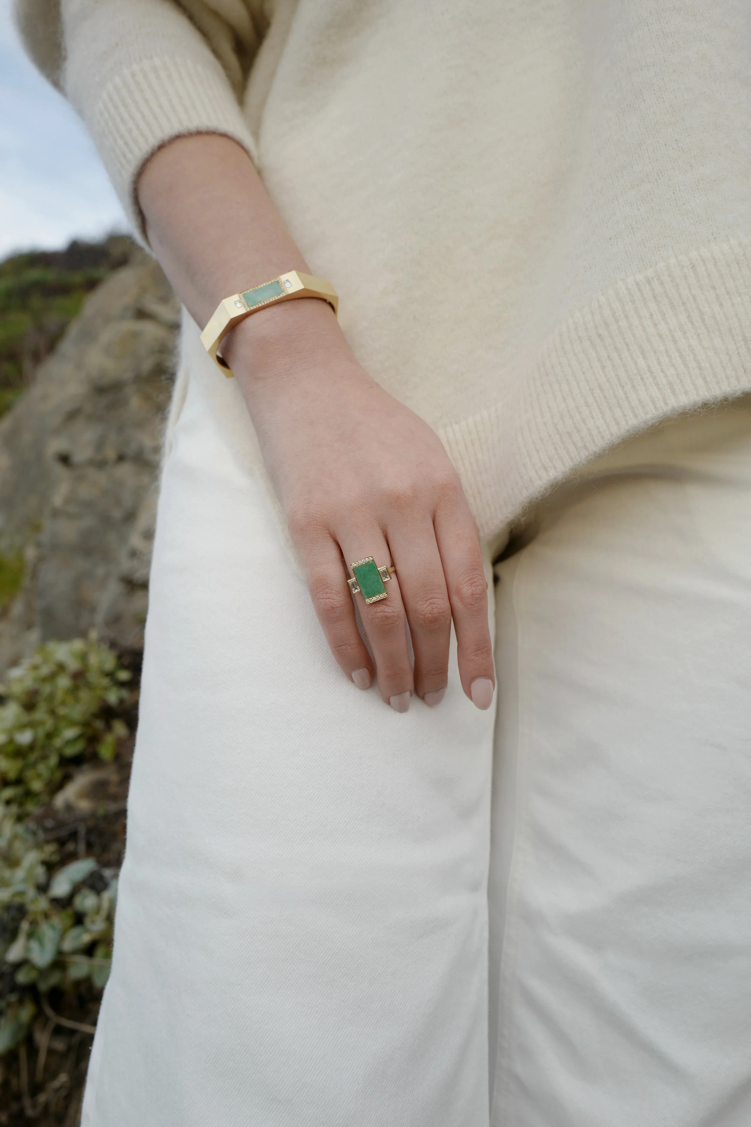 Jade and Diamond Ring