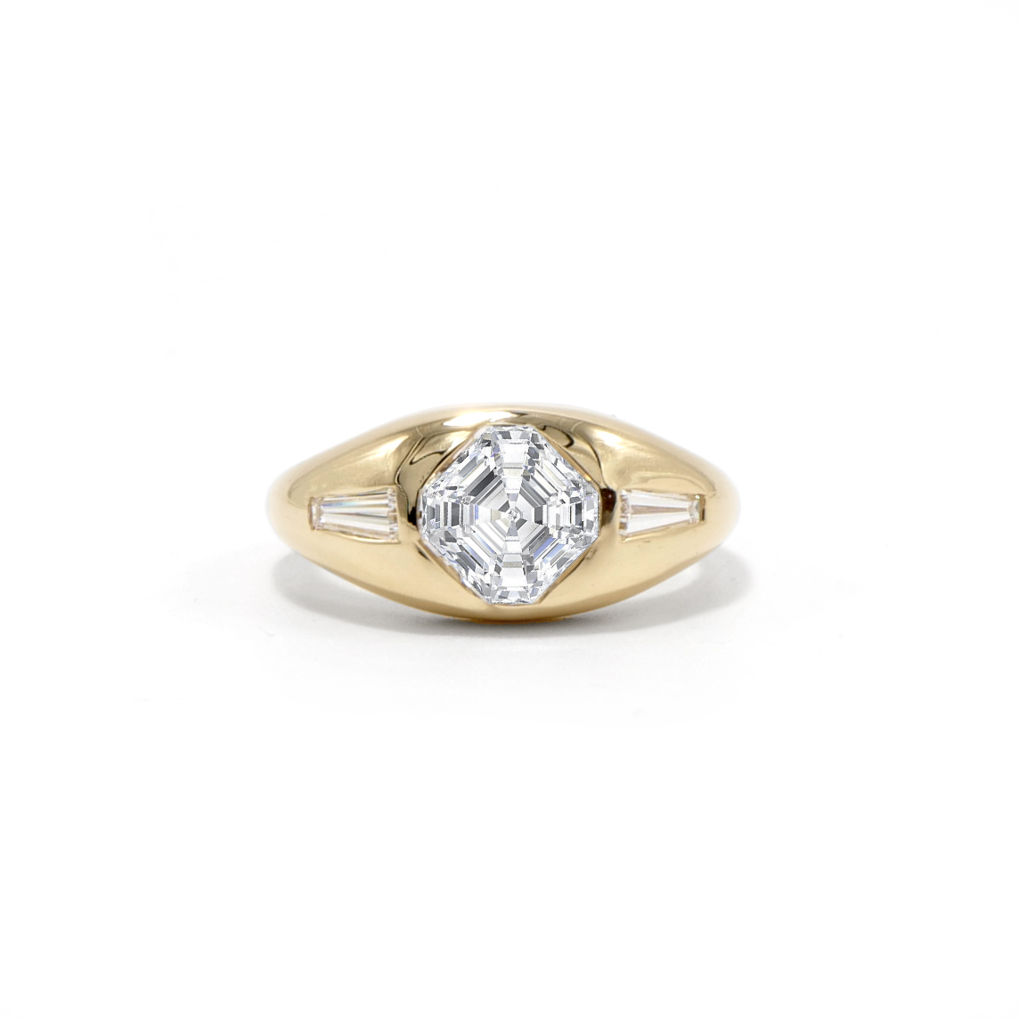 VICTORIAN ASSHCER CUT GYPSY ENGAGEMENT RING