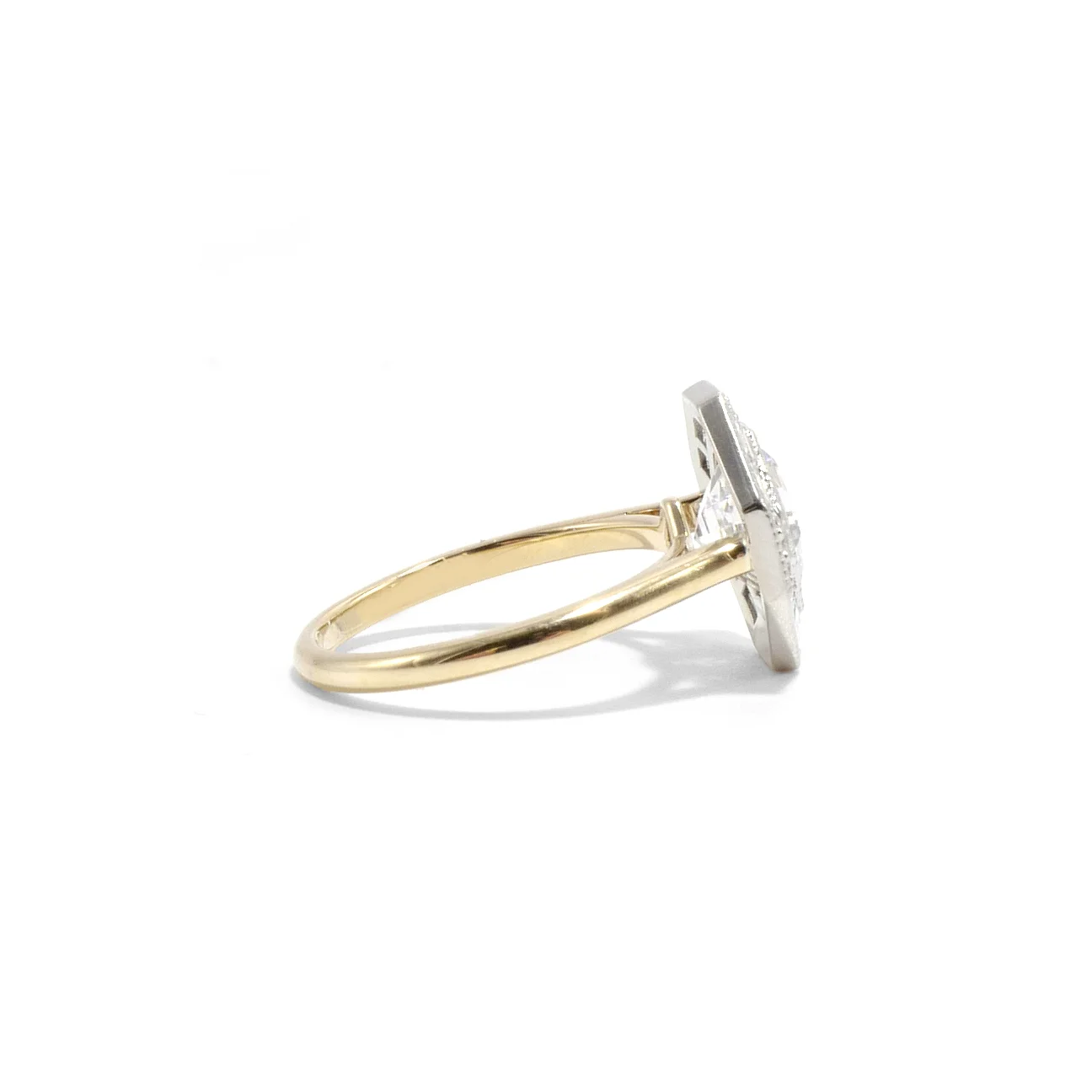 Asscher Cut Baguette Halo Engagement Ring