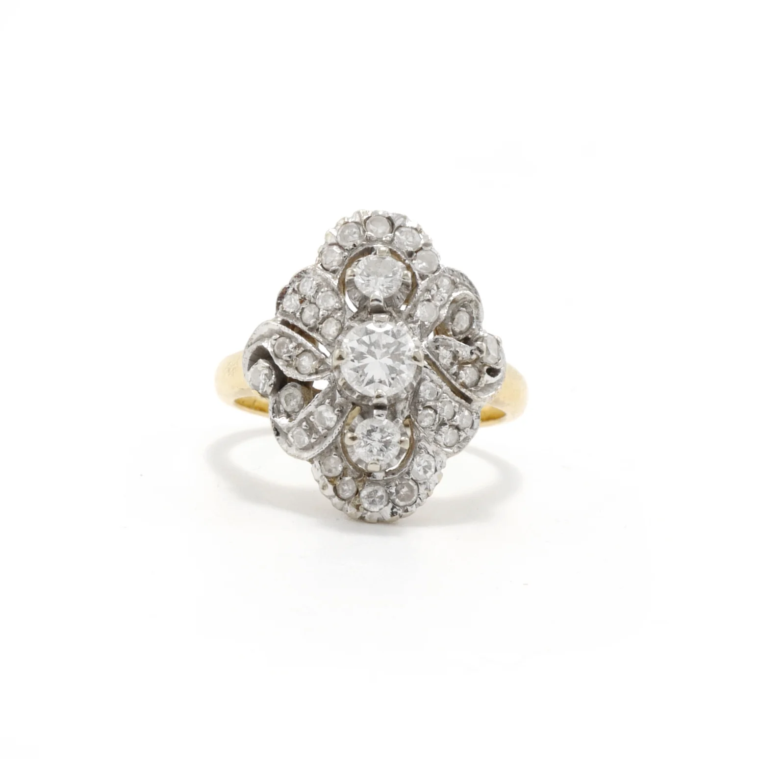 Vintage Diamond Cocktail Ring with Modern Diamond Cuts
