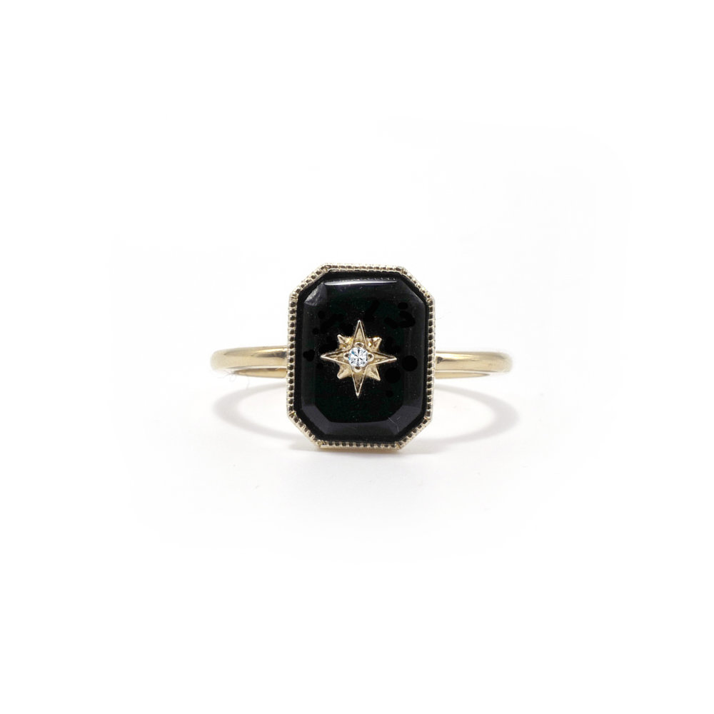 Onyx Diamond Star Ring Ashley Zhang Jewelry