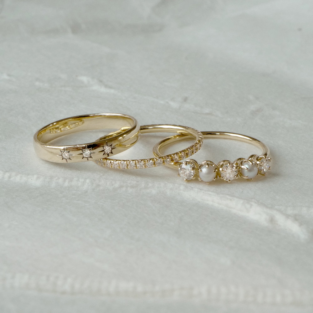 Bespoke Gold Ring with Diamonds and Seed Pearl!!
