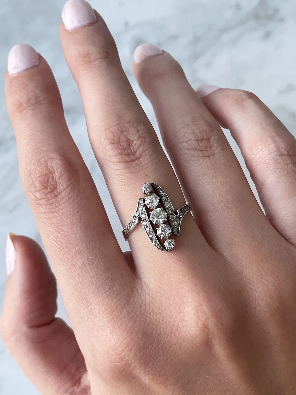 art nouveau diamond ring
