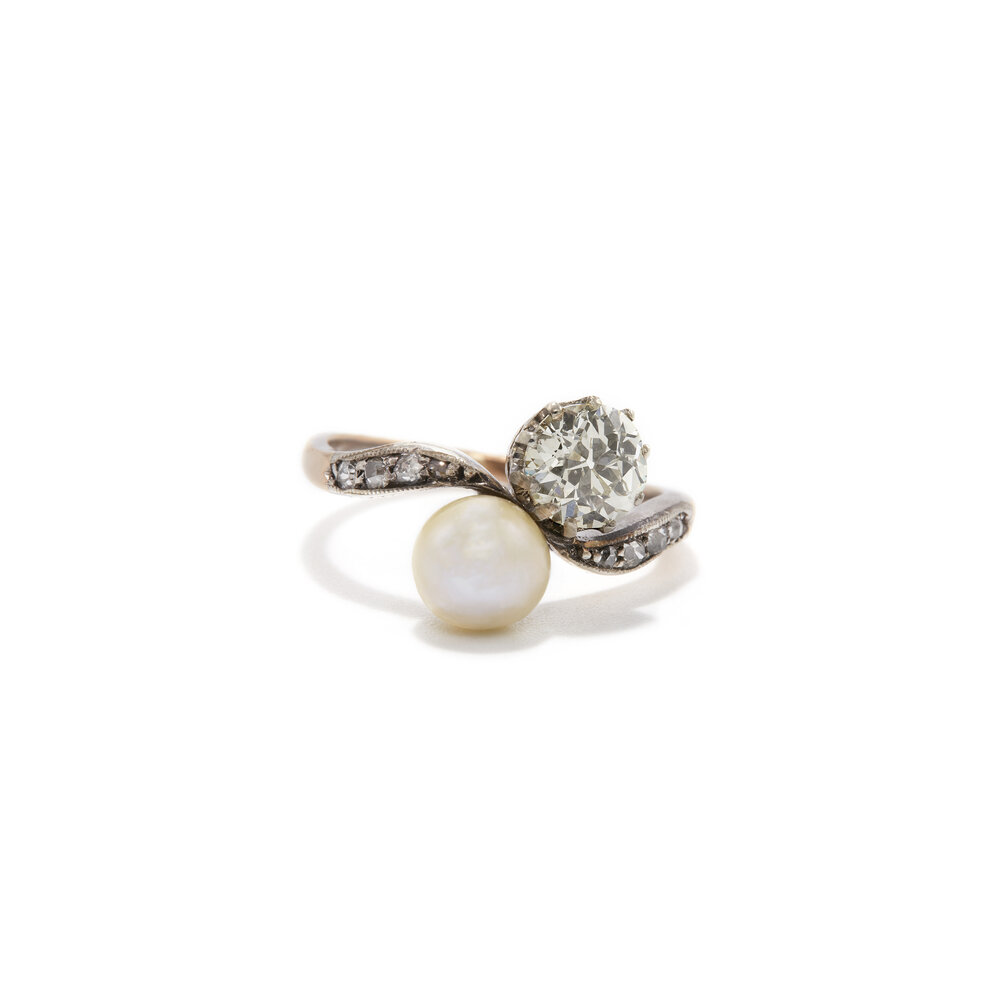 Old European Cut Diamond And South Sea Pearl Toi Et Moi Ring Ashley Zhang Jewelry Old European Cut Diamond And South Sea Pearl Toi Et Moi Ring Ashley Zhang Jewelry