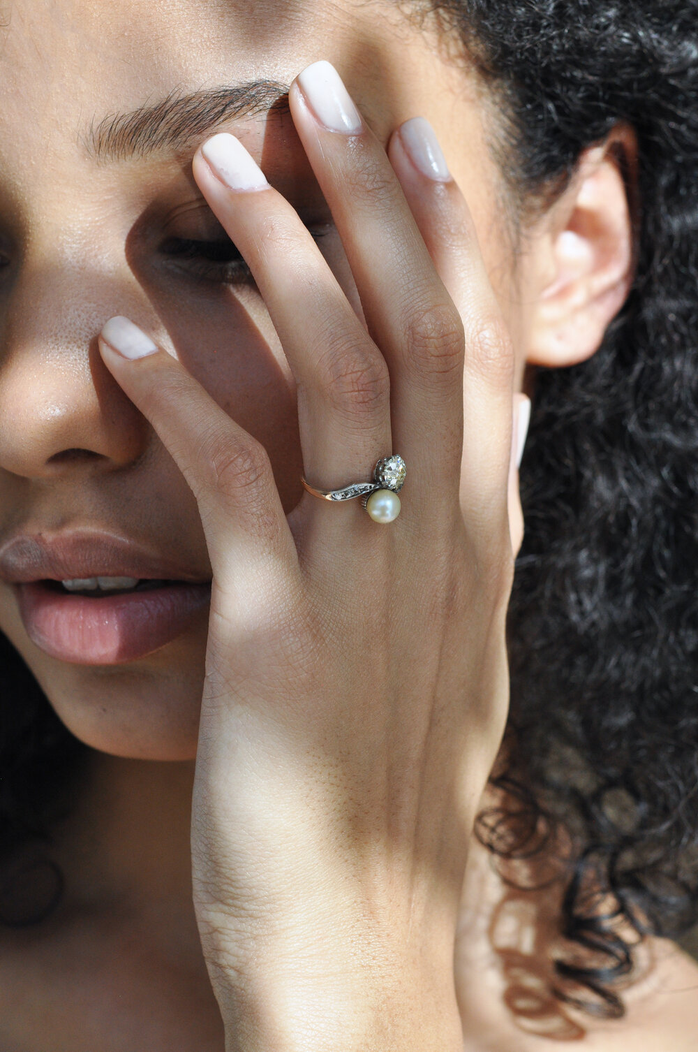Old European Cut Diamond And South Sea Pearl Toi Et Moi Ring Ashley Zhang Jewelry Old European Cut Diamond And South Sea Pearl Toi Et Moi Ring Ashley Zhang Jewelry