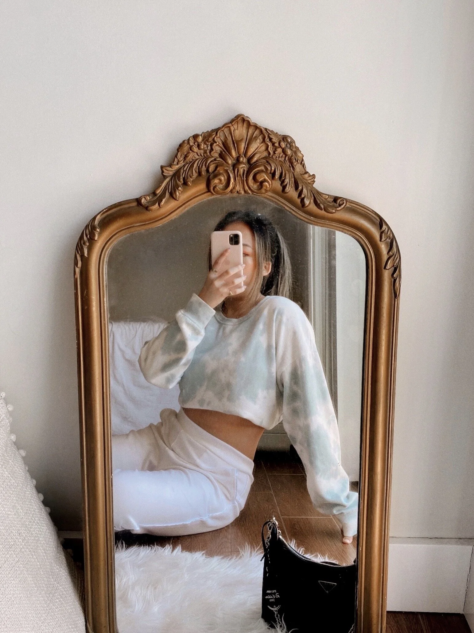 Wearing LuLu’s Sweatshirt (gifted) // Bag from Prada