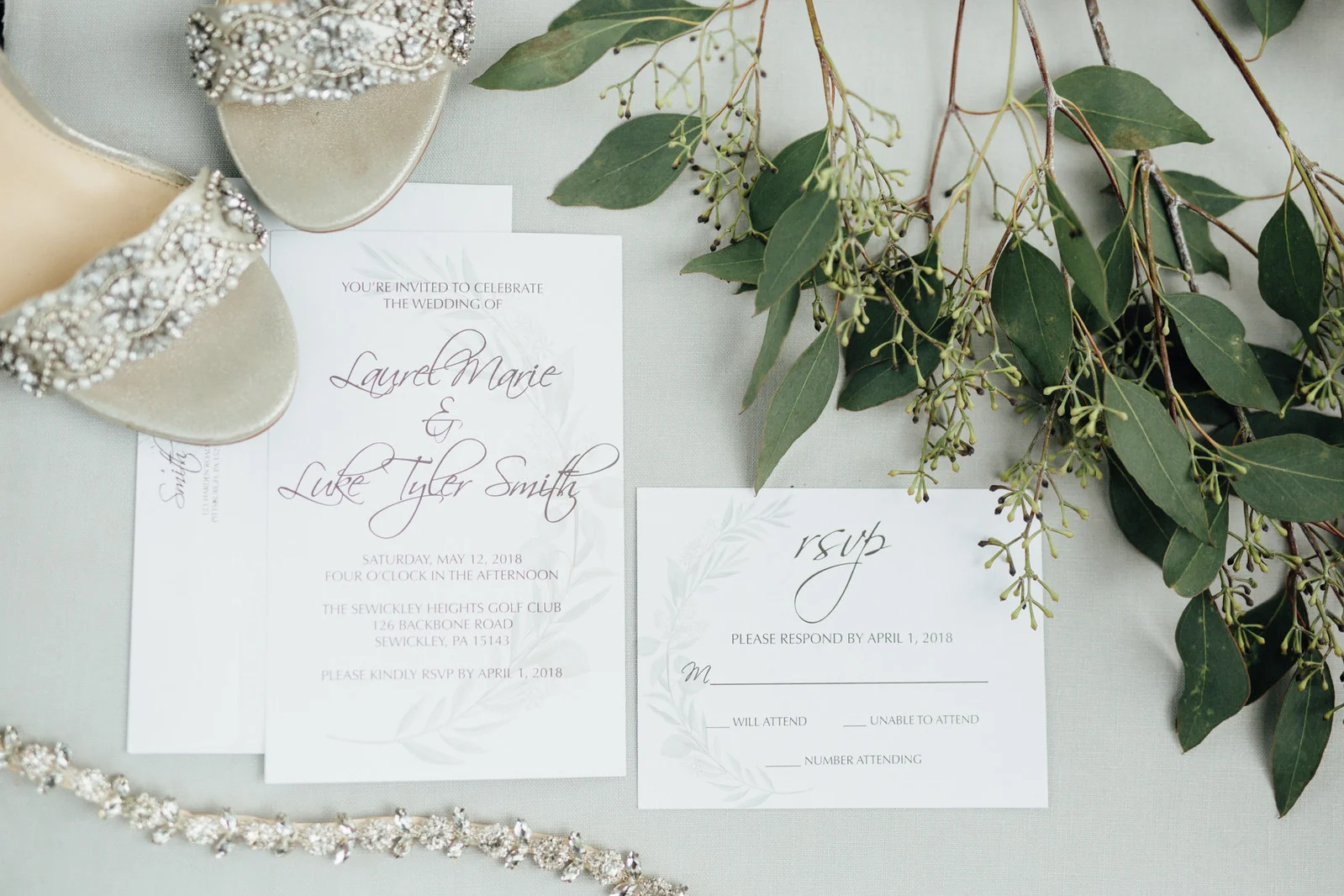 Wedding invite with matching RSVP