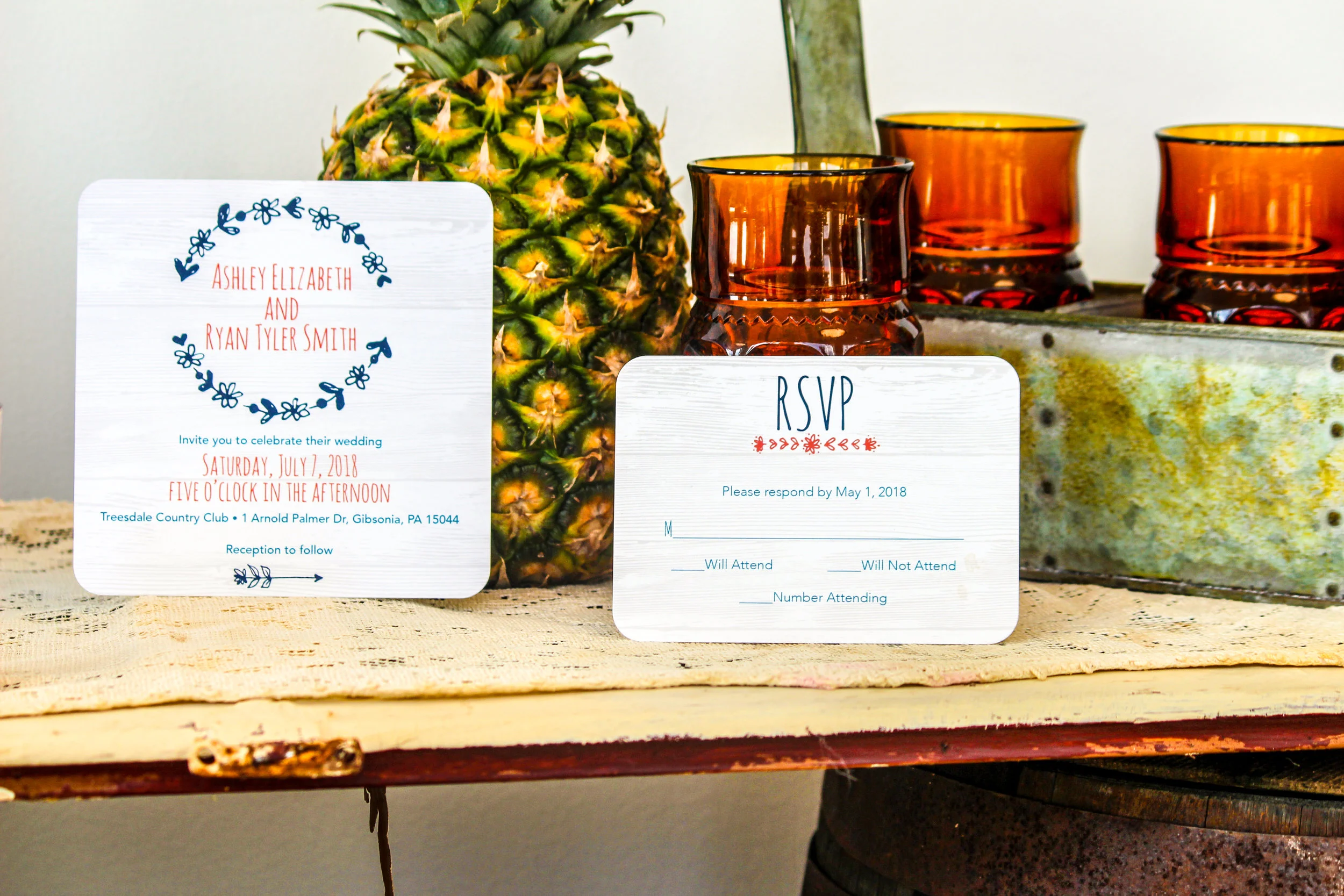 Wedding invite with matching RSVP