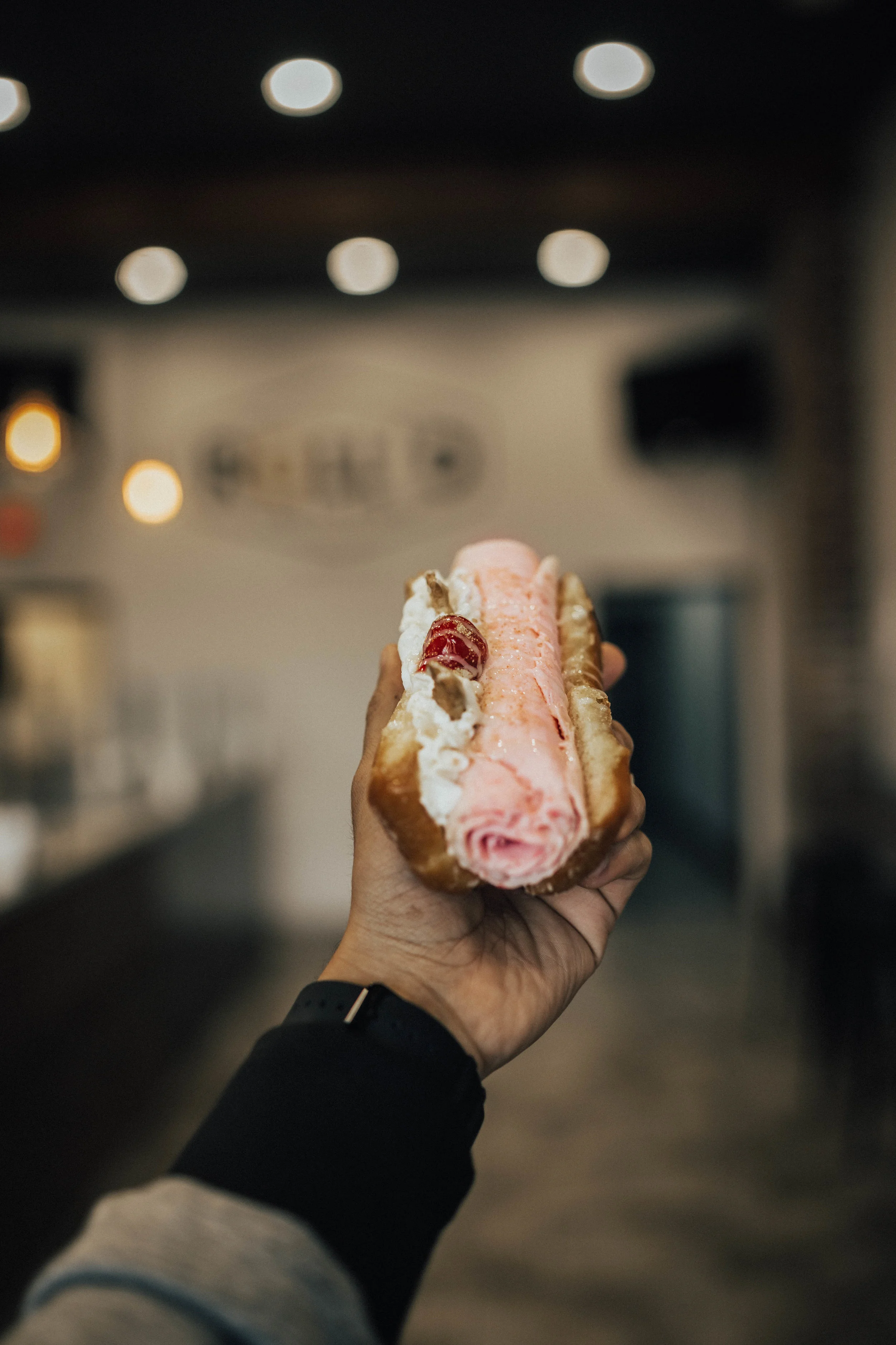 B's Cherry New York Style Cheesecake on a Roll'd Bun from North Meets South