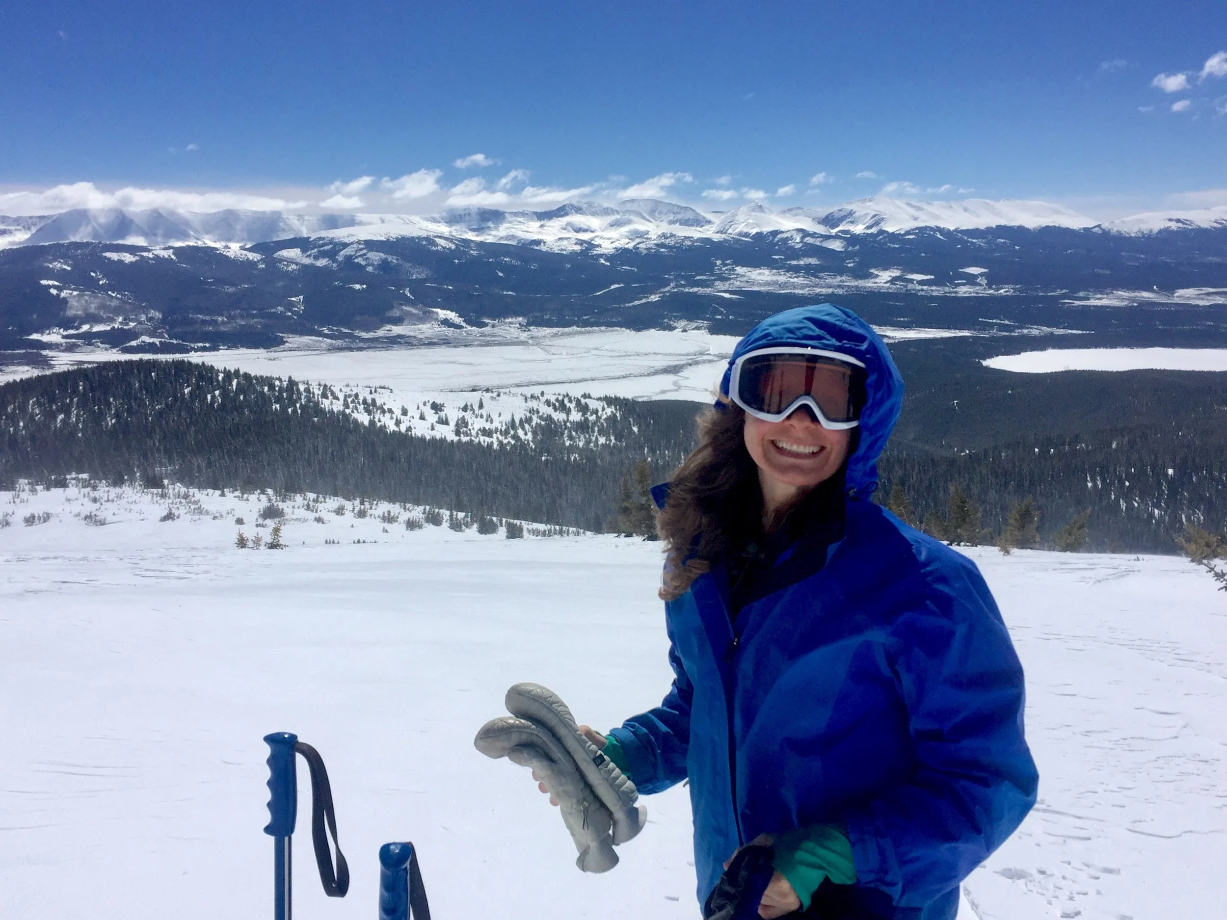 Becky backcountry skiing at Uncle  Bud's Hut near Leadville