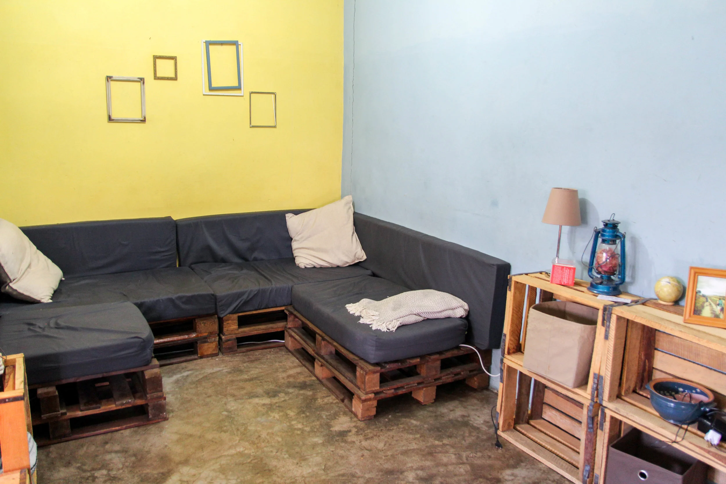 Just a homemade couch...and shelves!