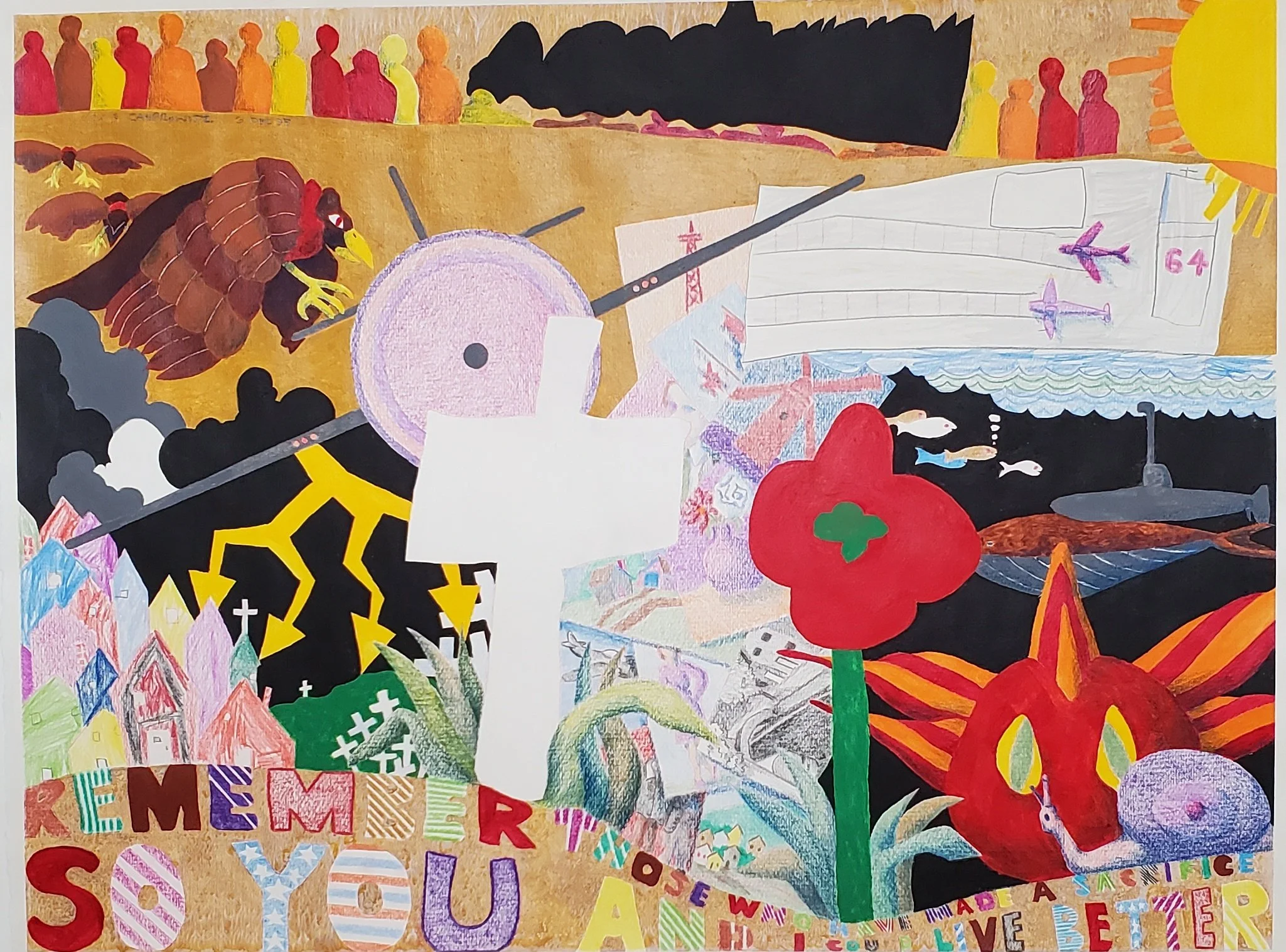 REMEMBRANCE DAY 1995 26" X 20" Acrylic on paper