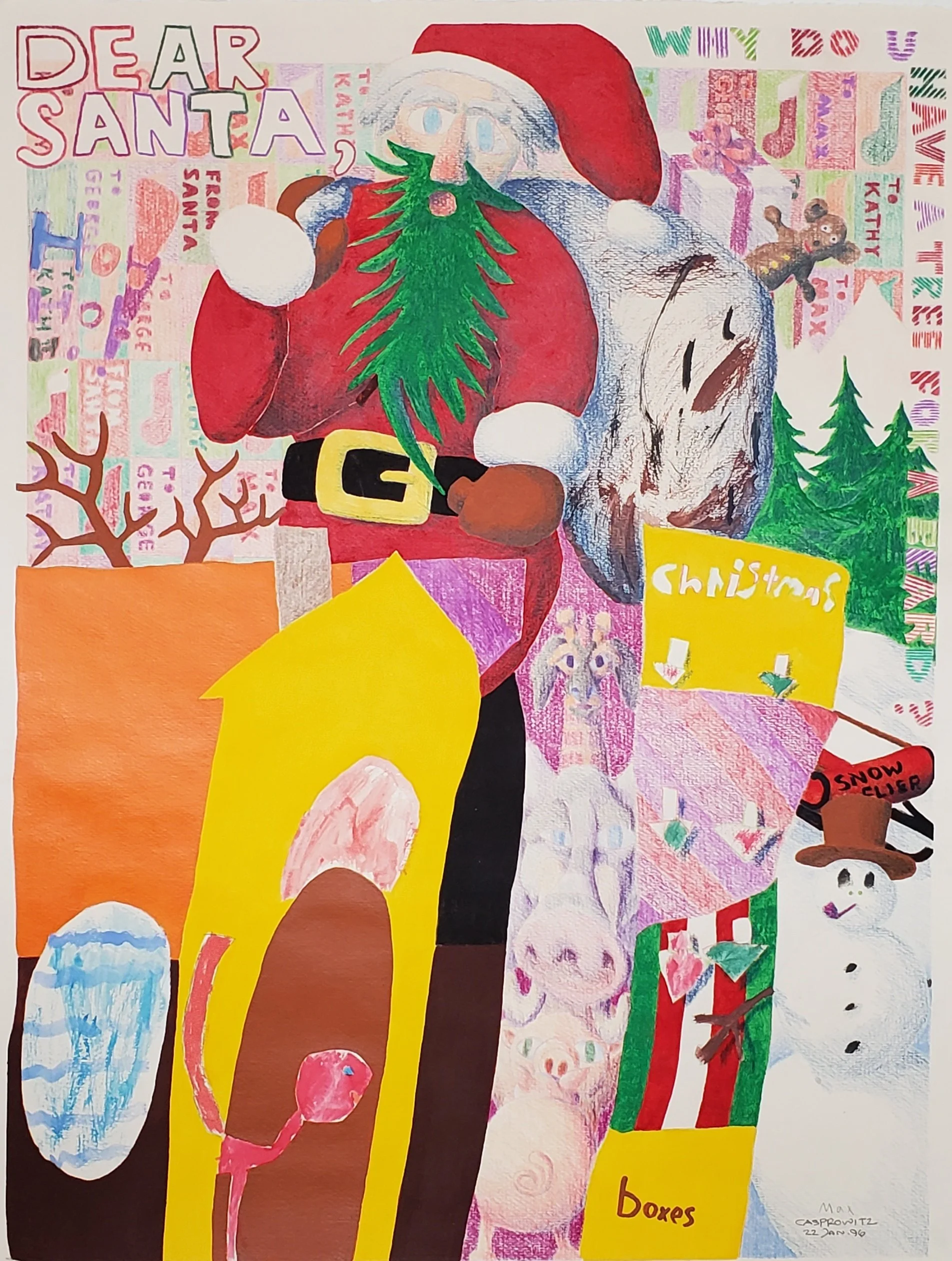 POST CHRISTMAS THOUGHTS 1996 20" X 26" Acrylic on paper