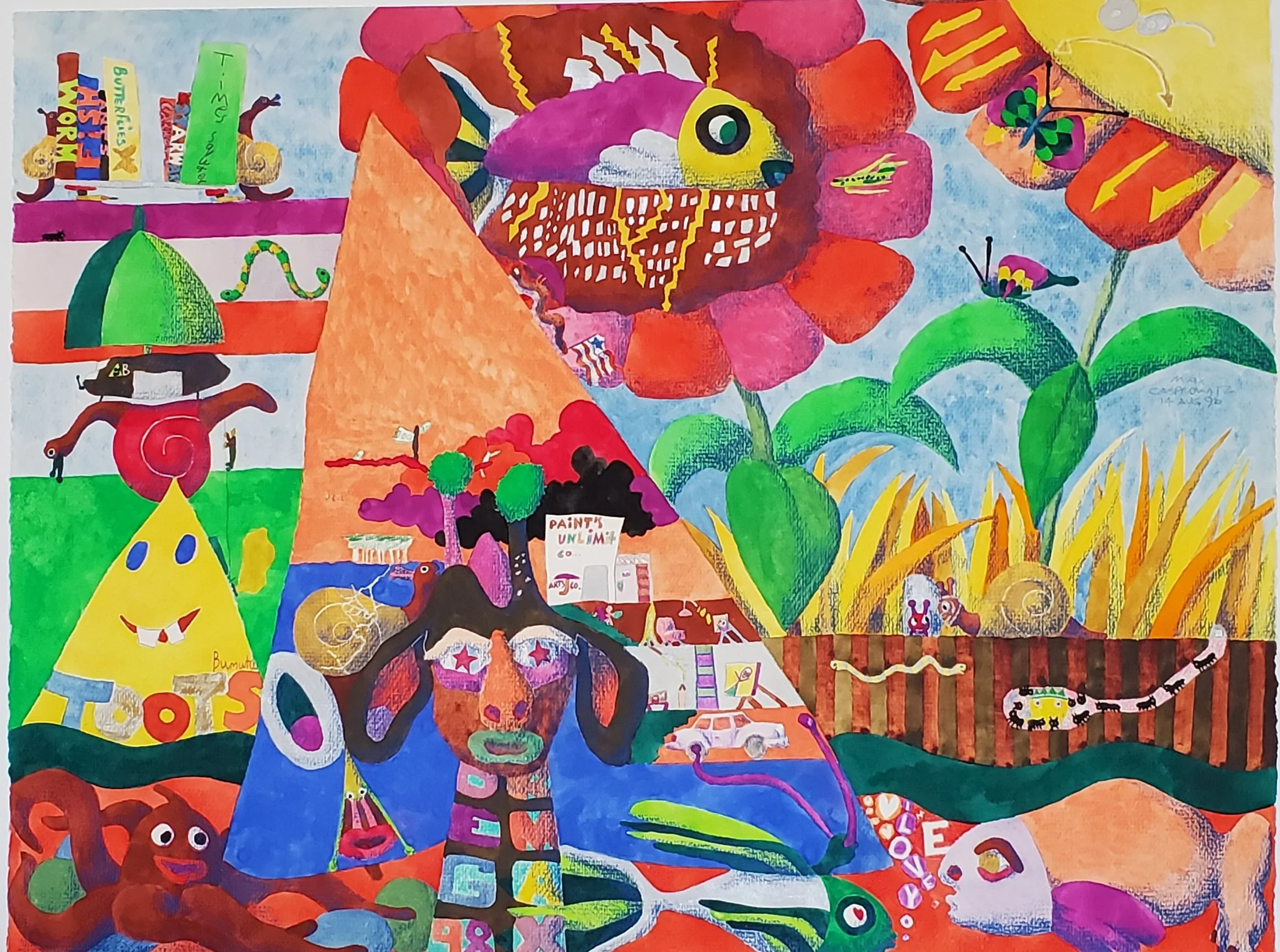 THE BUMUTA TRIANGLE 1998 26"  X 20" Acrylic on paper